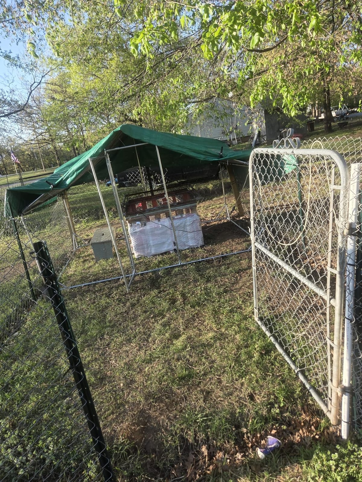 Aoxun Large Metal Chicken Coop, Outdoor Chicken Runs for Yard with Cover, Spire Roof Hen House Enclosure with Security Lock, Walk-in Cage Peak Hen House for Yard Farm (10x20x6.4 FT) customer photo 1