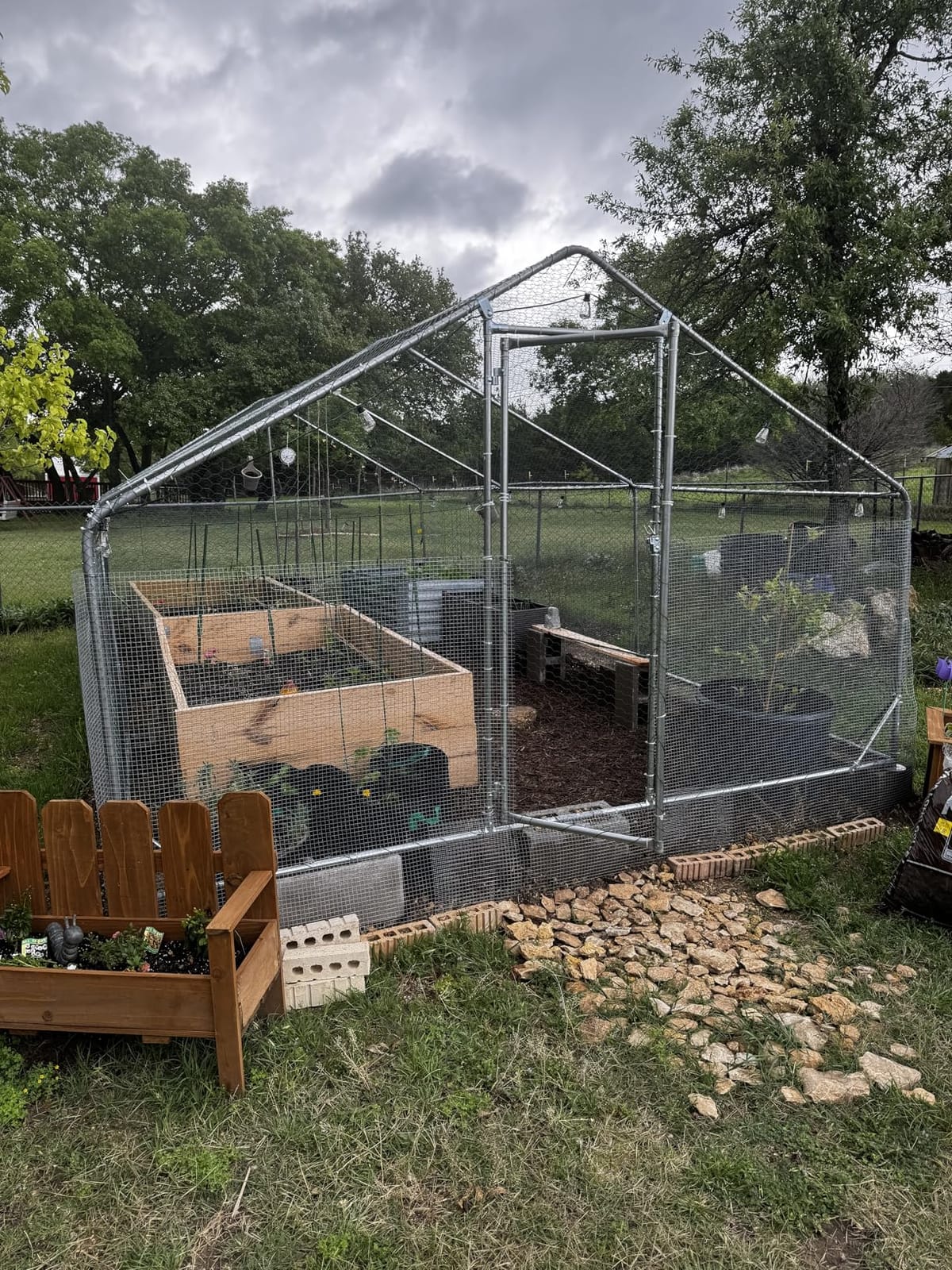 Aoxun Large Metal Chicken Coop, Outdoor Chicken Runs for Yard with Cover, Spire Roof Hen House Enclosure with Security Lock, Walk-in Cage Peak Hen House for Yard Farm (10x20x6.4 FT) customer photo 2