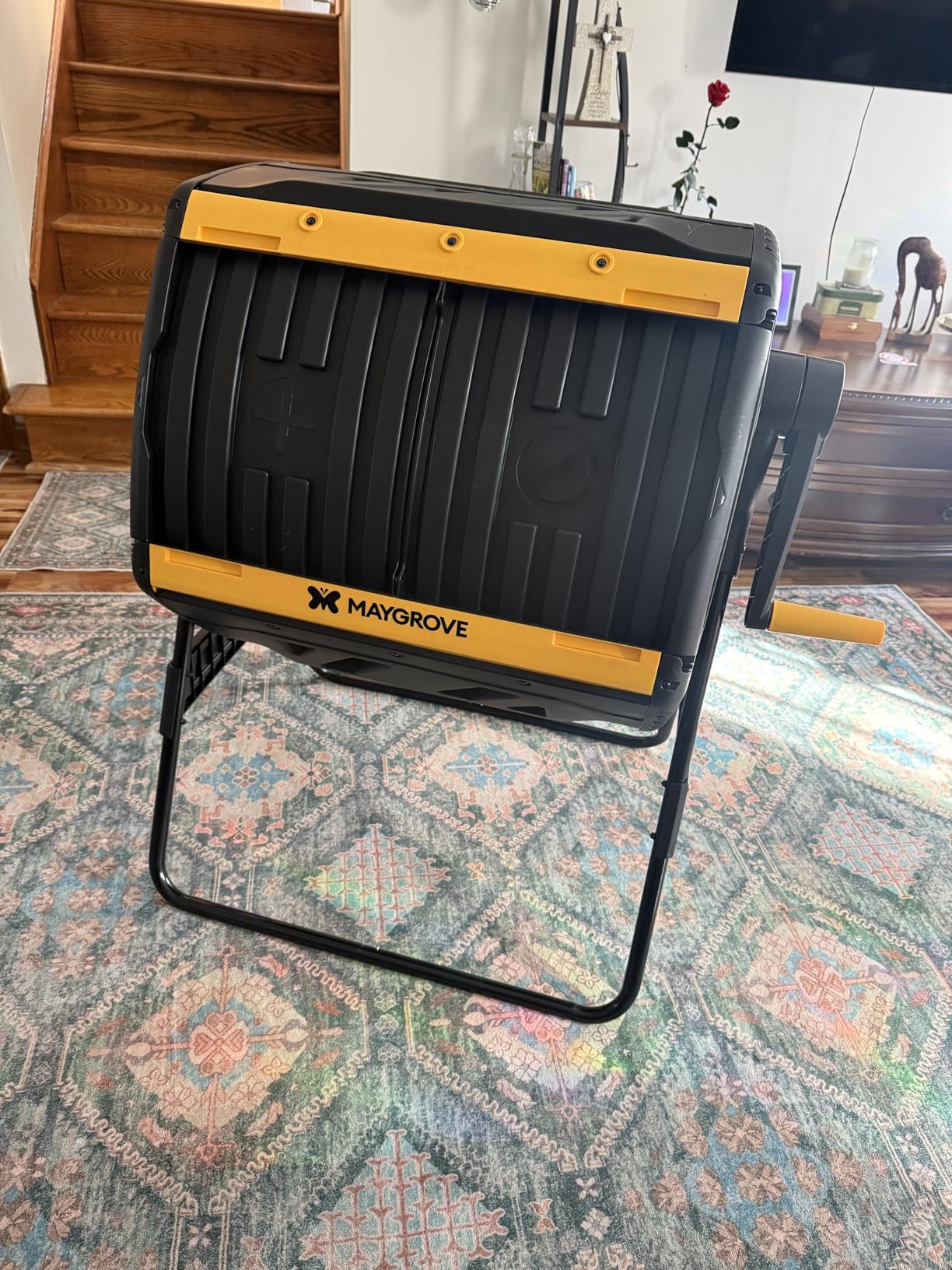 Maygrove Outdoor Compost Bin 53 Gallon, Dual Chamber Large Compost Tumbler for Garden Backyard, with 360° Rotating, Sliding Doors & Solid Steel Frame, Updated Instructions customer photo 1