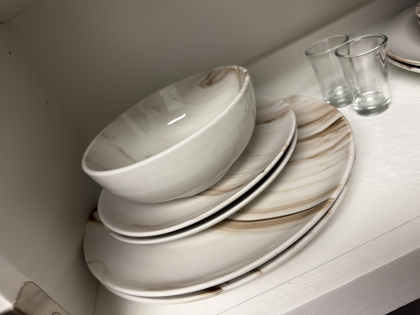 Gibson Home Stonebury 16 Piece Plates and Bowls Assorted Color Dishes - Handpainted Stoneware Dinnerware Set - Service for 4 customer photo 1