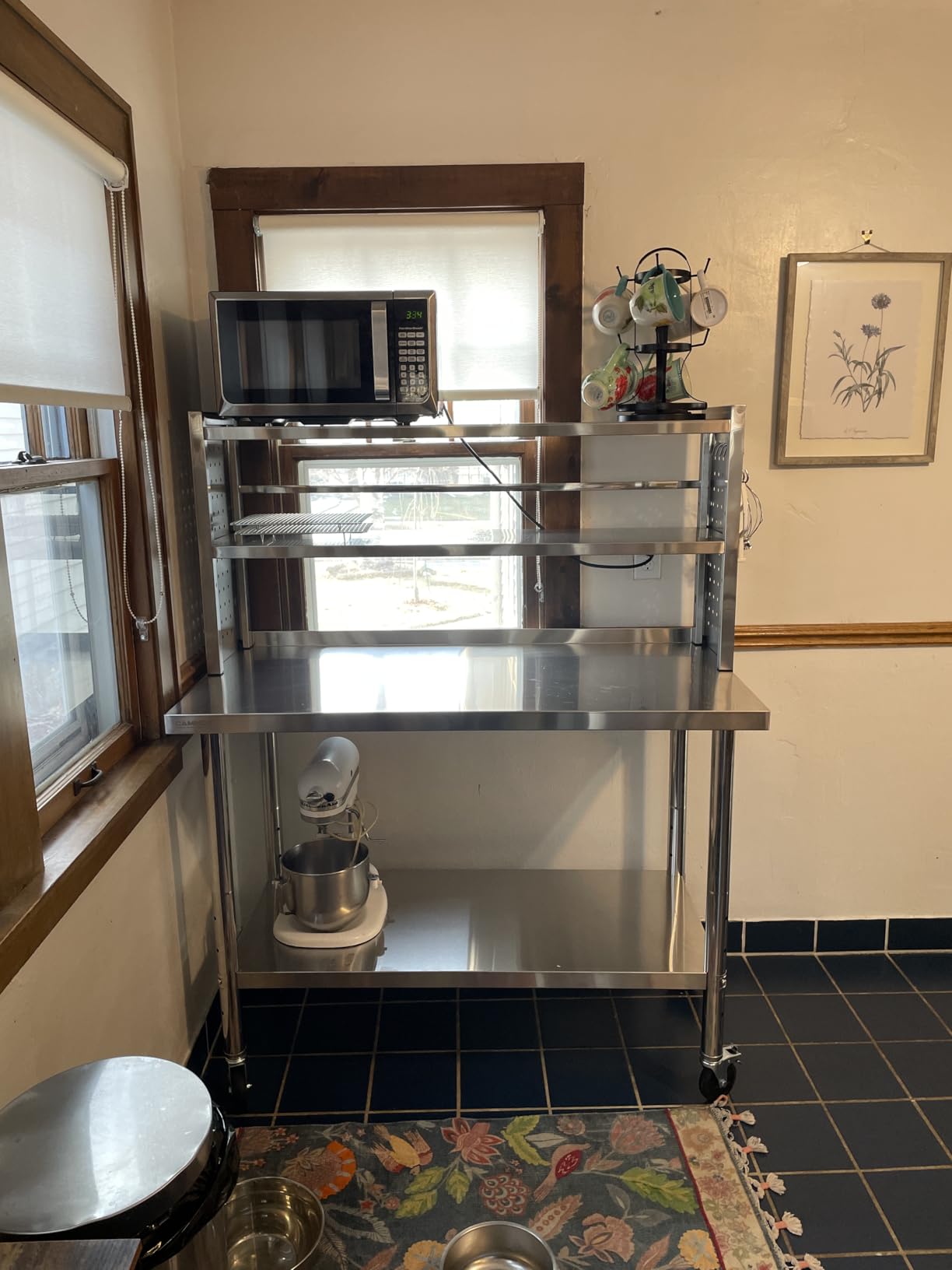 CAMMOO 60x24 NSF Stainless Steel Prep Table with Shelf & Casters Work Bench | Adjustable Shelf, 2-Tier Overshelf and Side Pegboard Panels Keep Tools, Bins and Ingredients Visible and Within Reach customer photo 1