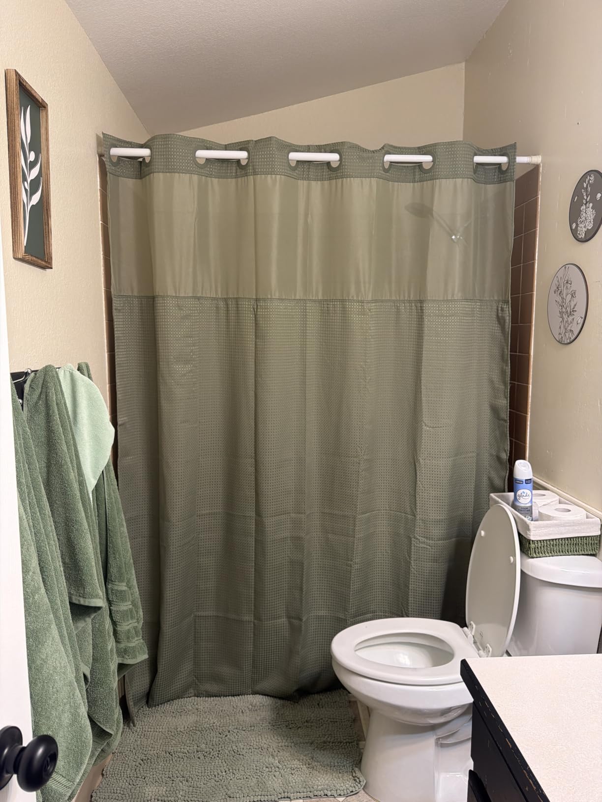 White Hook Free Waffle Shower Curtain & Snap-in Fabric Liner, 72x75 | Less Time to install, 3 in 1 Fabric Shower Curtain and Liner Set with Magnets, Mesh Top Window, Shower Curtains for Bathroom customer photo 1