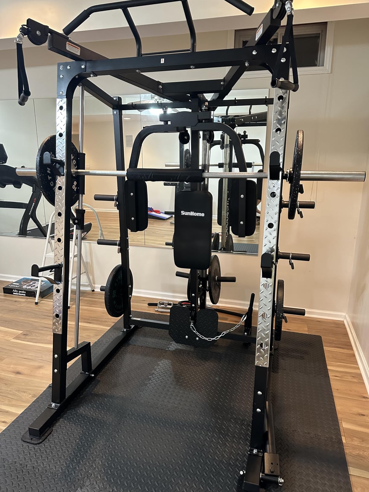 SunHome Smith Machine, 2000LBS Power Cage Squat Rack with Smith Bar, LAT Pull-Down Systems, Cable Crossover Machine for Home Gym customer photo 1