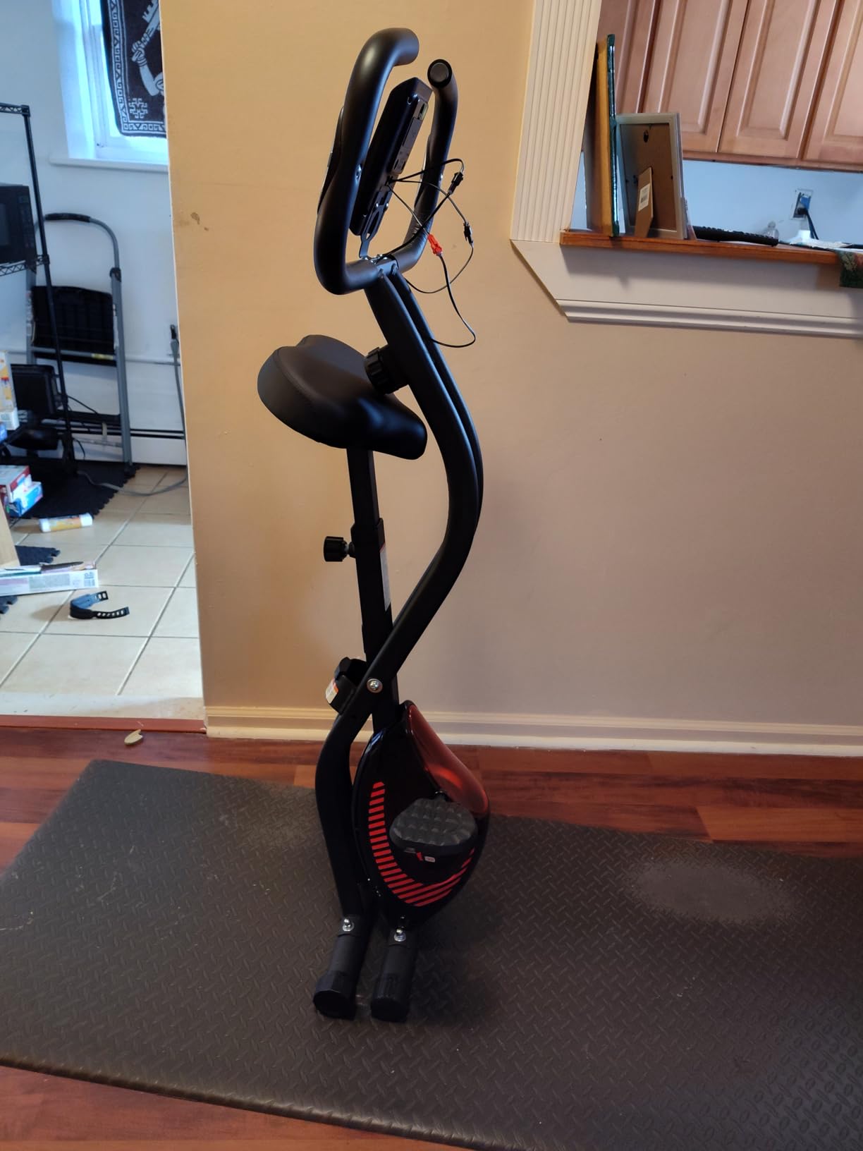 Exercise Bike, 3 IN 1 Stationary Bike, Folding Exercise Bike with 16-Level Resistance, Comfortable Seat Cushion, LCD Monitor, 265 lbs Weight Capacity for Home Gym Workout customer photo 2