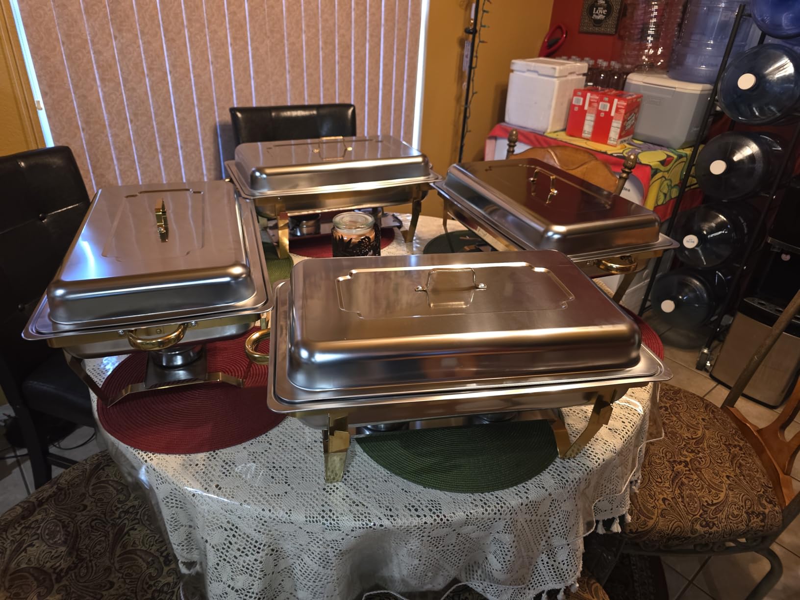 POWERFUEL 4 Pack 11QT Rectangular Chafing Dishes for Buffet with 4Tongs | Full Size Golden Chafing Dish Set with Stainless Steel Chafing Pan, Food Warmer for Party, Gathering, Wedding, Catering customer photo 2