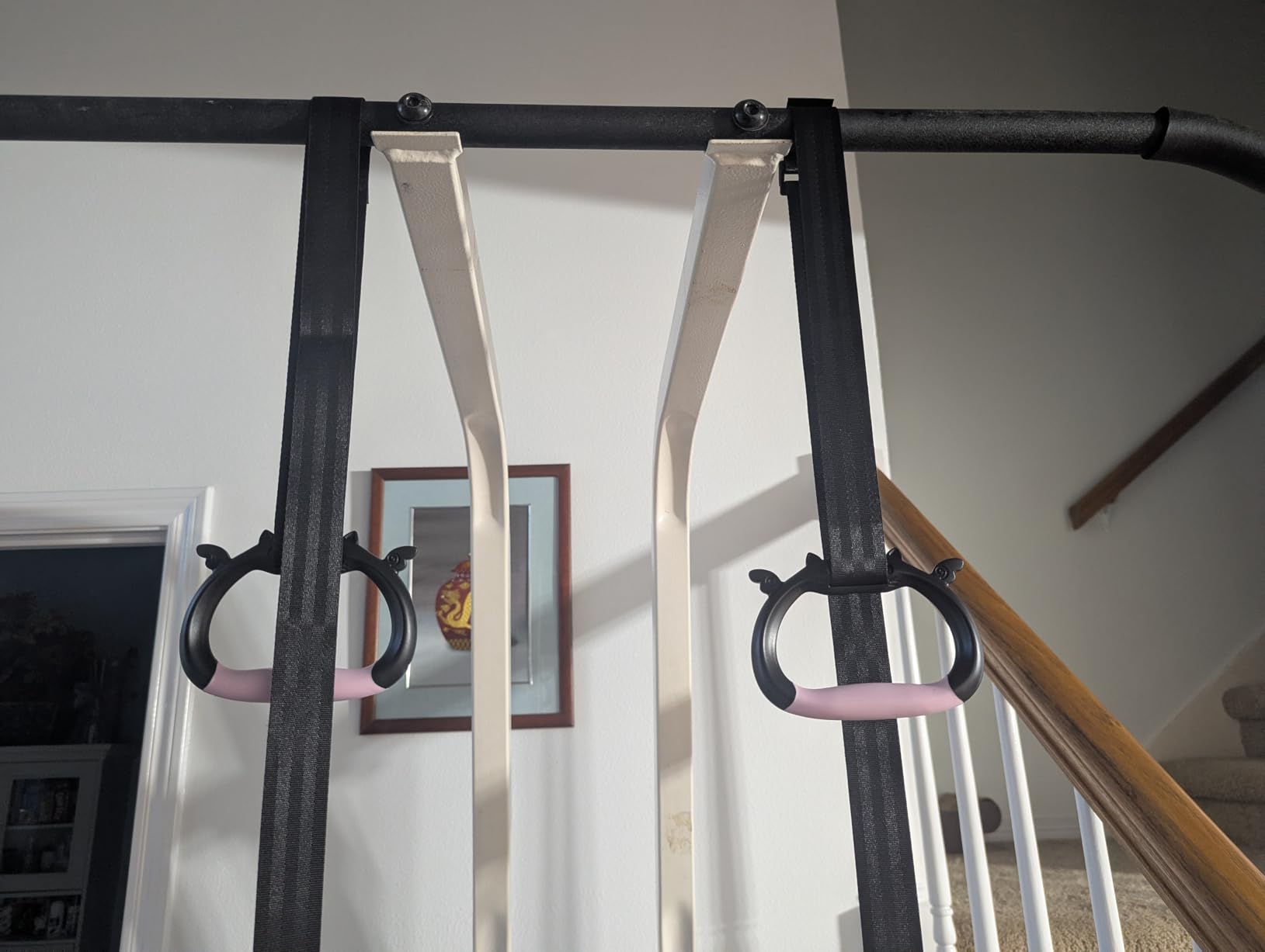 Gymnastics Rings for Kids, Professional Adjustable Extended Straps, 550 lbs Weight Capacity, Featuring Premium Non-Slip Grip Design, Suitable for Indoor/Outdoor Strength and Fitness Training. customer photo 1