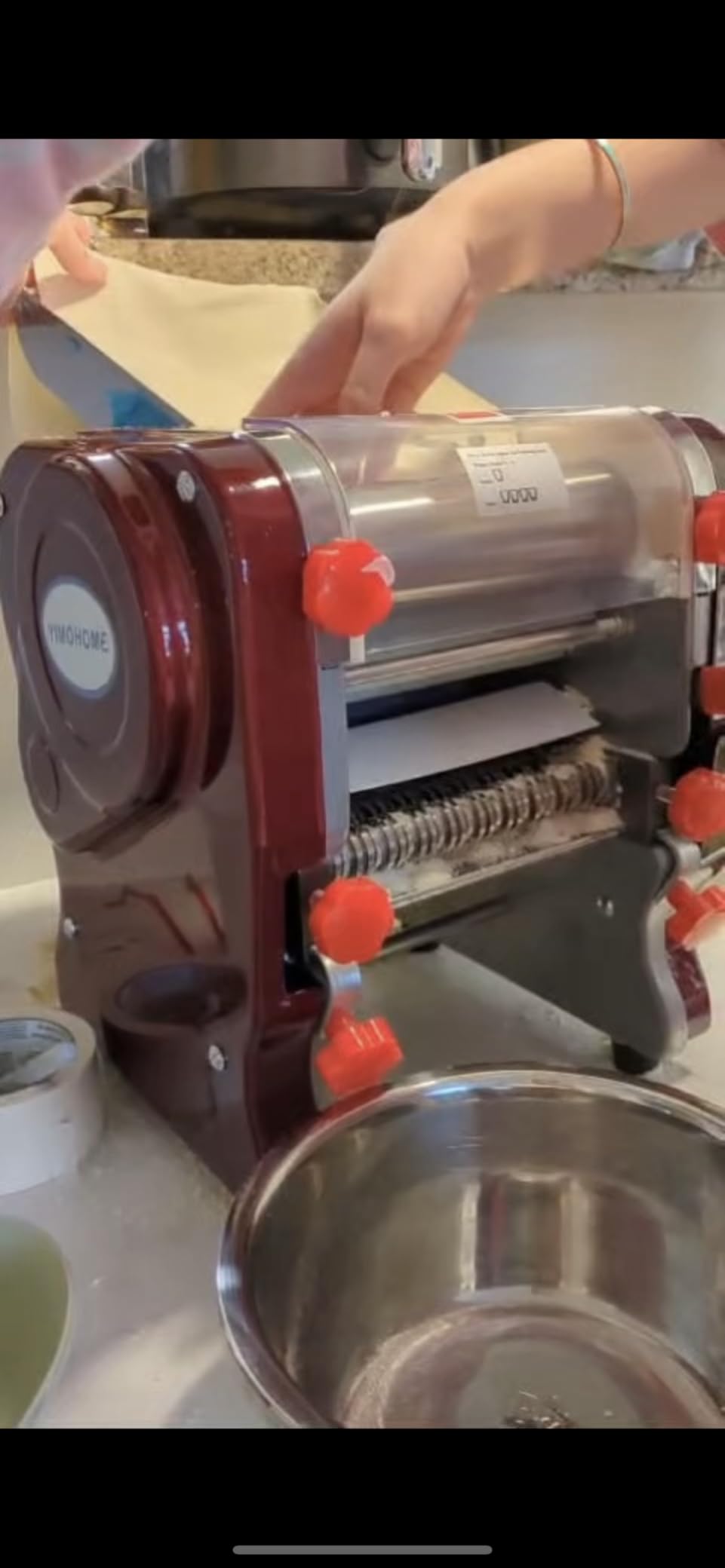 Commercial Pasta Maker Machine, Electric Noodle Maker & Dumpling Machine for Home Use, Stainless Steel Dual-Cutter No Disassembled-3/9mm Width Noodle/Thickness Dough-Auto Noodle Sheeter customer photo 1