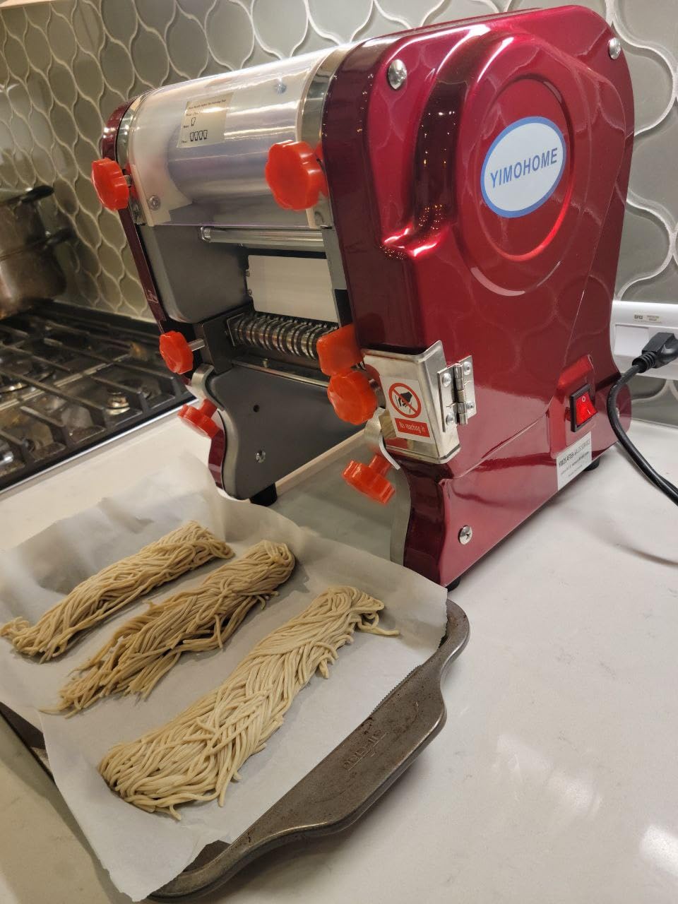 Commercial Pasta Maker Machine, Electric Noodle Maker & Dumpling Machine for Home Use, Stainless Steel Dual-Cutter No Disassembled-3/9mm Width Noodle/Thickness Dough-Auto Noodle Sheeter customer photo 2