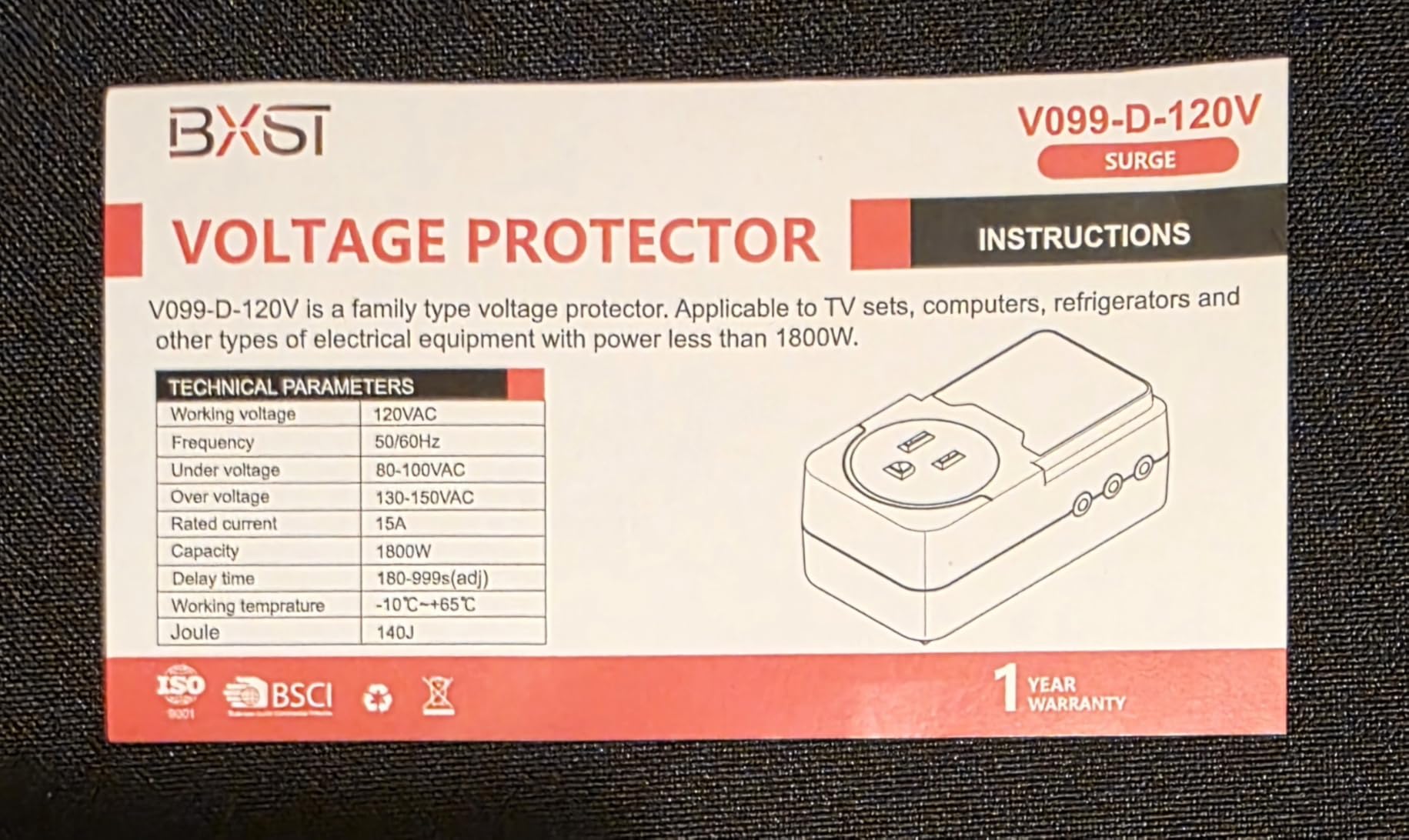 BXST Surge Protector Outlet, Voltage Regulator for Refrigerator, TV, PC and Home Appliances, Adjustable High/Low Voltage Protection, Wall Outlet Surge Protector, 120V 15A 1800W, 2 Pack customer photo 1