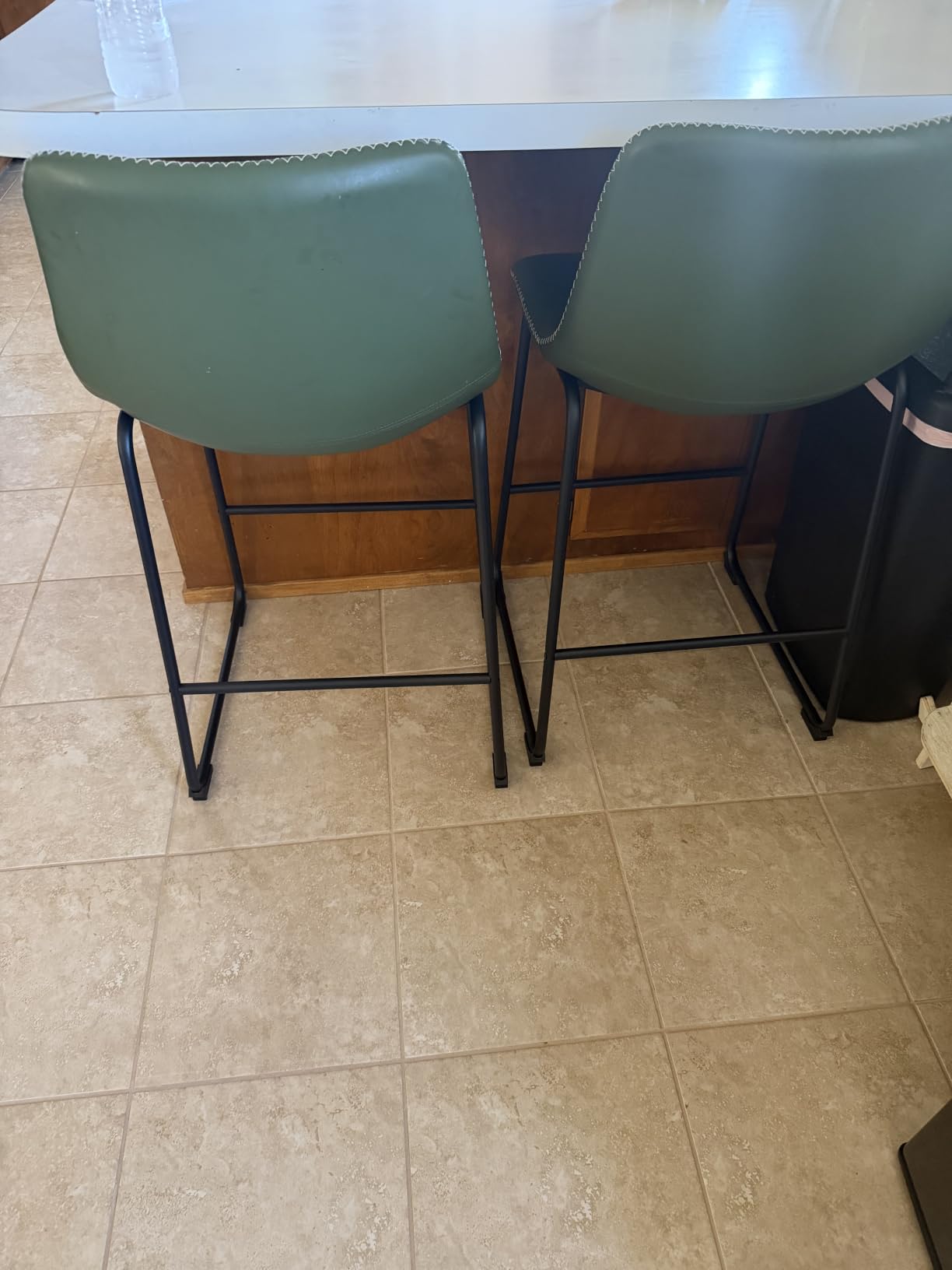 DUMOS 26 Inch Counter Height Bar Stools Set of 4, Modern Faux Leather High Barstools with Back and Metal Leg, Upholstered Bar Chairs for Kitchen Island, Brown customer photo 1