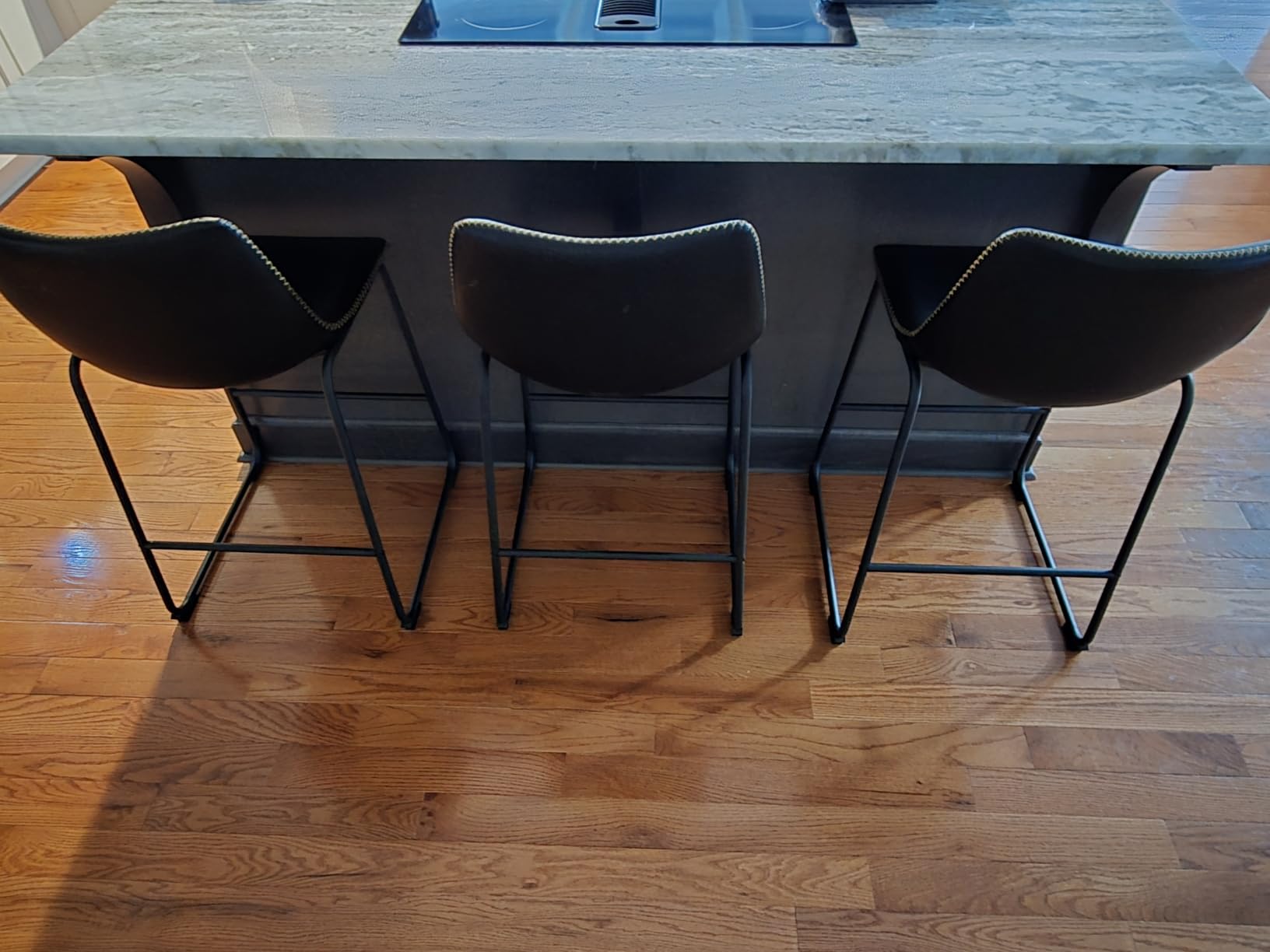 DUMOS 26 Inch Counter Height Bar Stools Set of 4, Modern Faux Leather High Barstools with Back and Metal Leg, Upholstered Bar Chairs for Kitchen Island, Brown customer photo 2