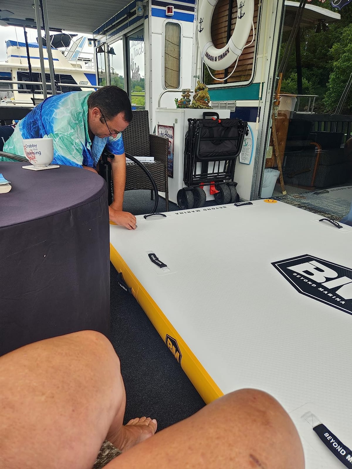 BEYOND MARINA Inflatable Floating Dock - Swim Platform, Floating Deck Raft Mat for Lake, Pool, Beach, Ocean - Non-Slip Surface - BM Fundeck customer photo 1
