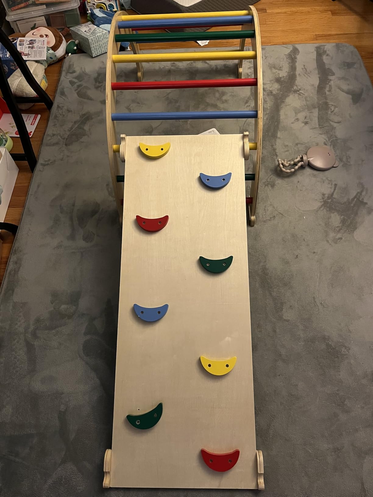 Large Pikler Triangle Set, 7-in-1 Toddler Climbing Toys Indoor, Wooden Montessori Climbing Set with Arch Ramp Ladder, Foldable Baby Jungle Gym Playground (Wood Natural) customer photo 2