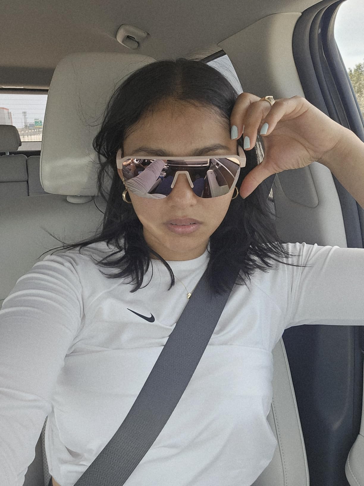 Tifosi Sanctum SL Half-Rim Sunglasses - Running, Cycling, Pickleball & Golf | 100% UVA/UVB, shatterproof polycarbonate. Slim half-rim shield, hydrophilic nose pads. For cycling, running & golf. customer photo 2