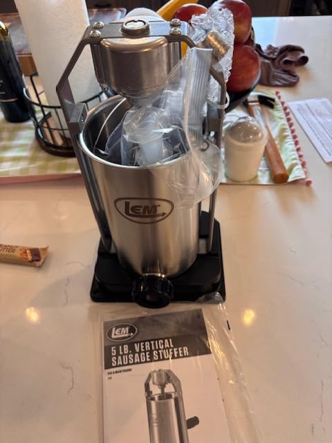LEM Products 5 lb Sausage Stuffer, For Beginners & First-Time Sausage Making, Includes Stuffing Tubes, Removable Cylinder for Easy Cleaning, Air-Release Piston, Meat Stuffer Machine customer photo 2