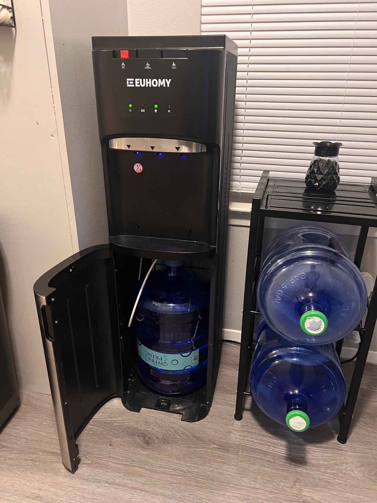 Euhomy Self-Cleaning Bottom-Loading Water Dispenser, Compatible with 5 Gallon Bottles - 3 Temperature Settings with Hot, Room & Cold Water Outlets, Childproof Lock, Night Light & LED Display, Black customer photo 2