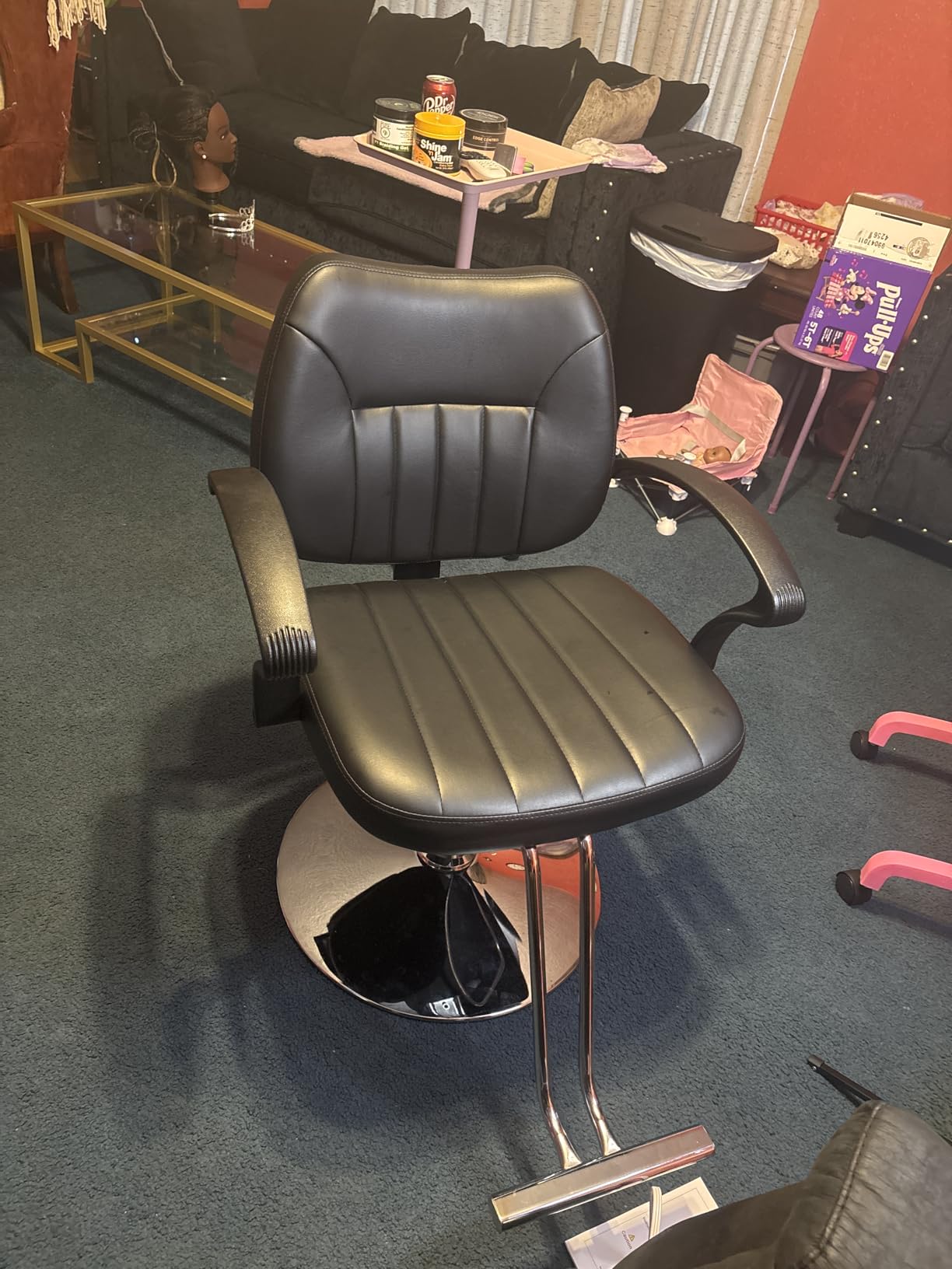Hair Salon Chair for Hair Stylist with Hydraulic Pump | 6.1'' Adjustable Height 360° Swivel Barber Styling Chairs, Thick Padded PU Seat, Hydraulic Barber Chair for Barbershop & Home customer photo 1