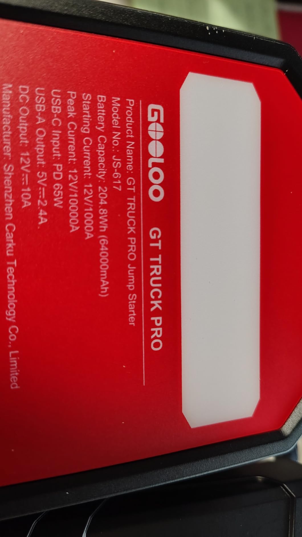 GOOLOO GT Truck PRO 10000A & 64000mAh Jump Starter with 65W Fast Charge | Supersafe 12V Car Battery Jumper Starter Portable - LiFePO4 Power Pack - 36 mo. Standby - LED Light - For All Gas 12L Diesel customer photo 1
