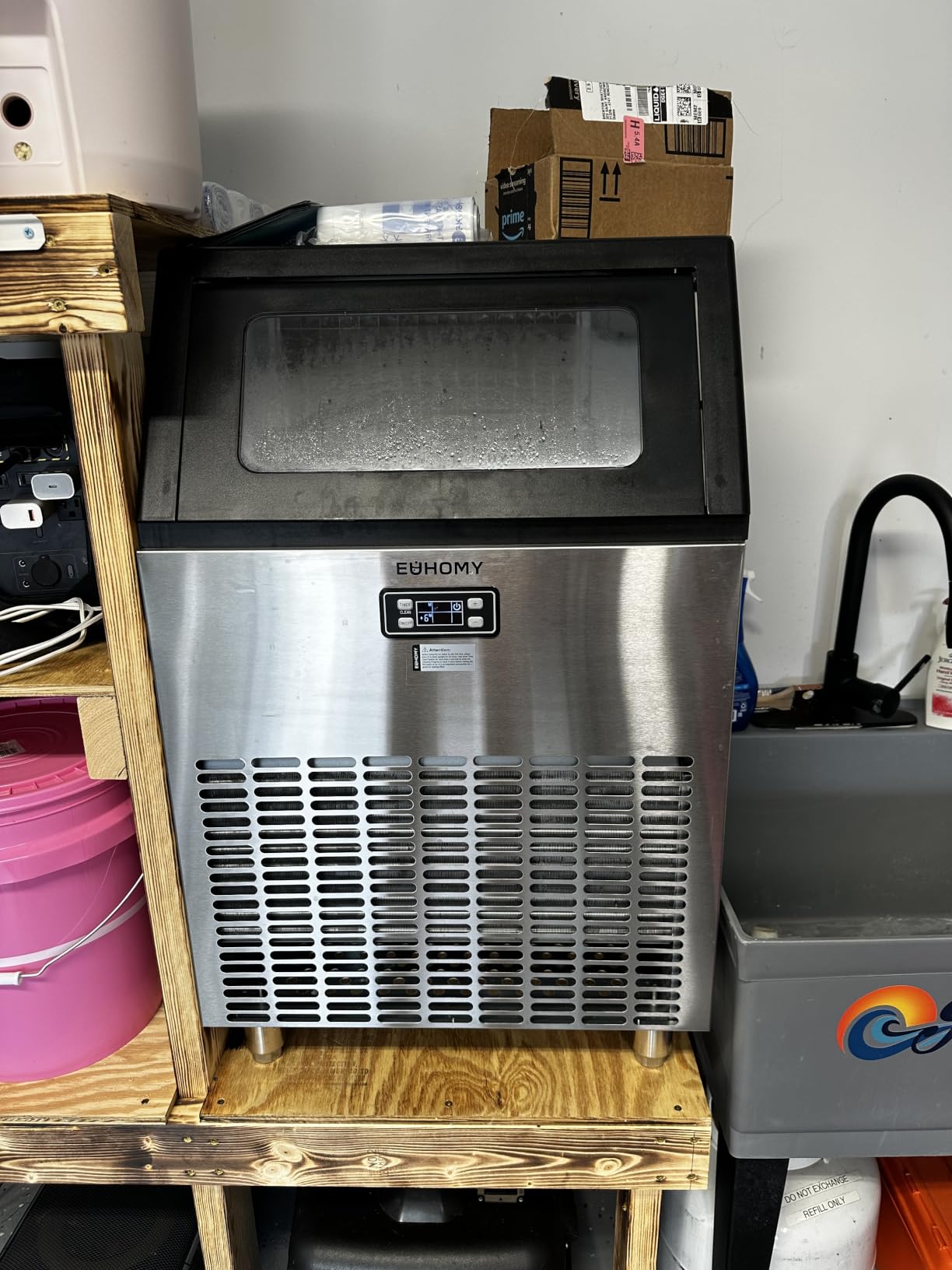 EUHOMY Commercial Ice Maker, 350lbs/24H, Stainless Steel Under Counter Ice Machine with Water Filter, 44lbs Storage Capacity, 126 Cubes in 8-12 Mins, Freestanding Ice Machine for Home/Bar/Cafe/Restaurant customer photo 1