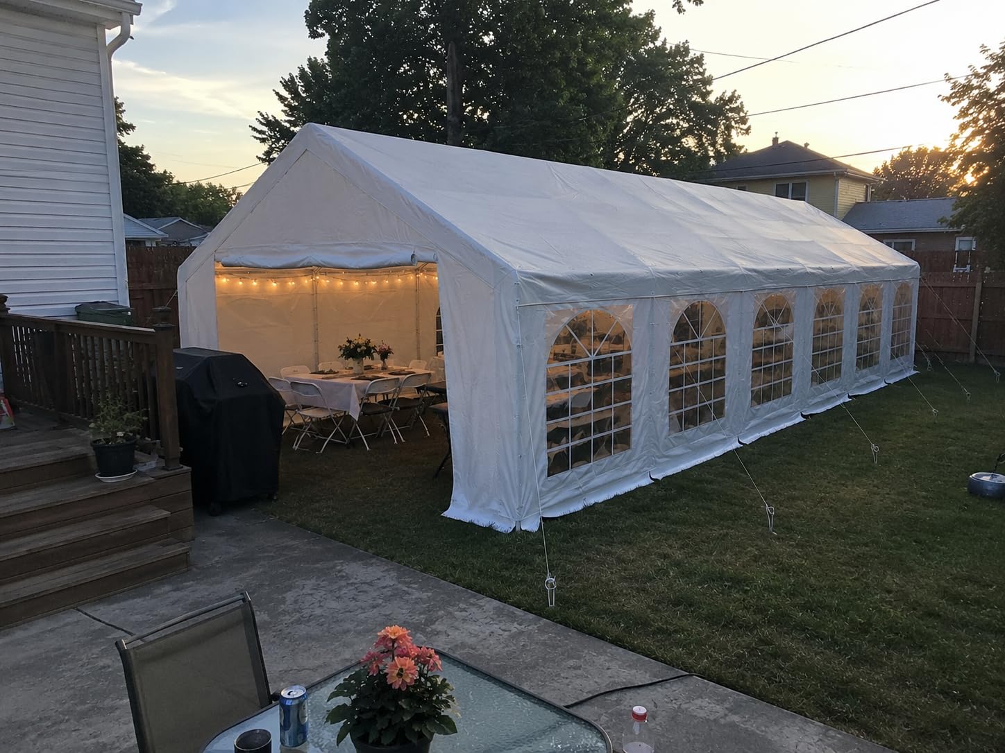 Party Tent 16x32 Canopy Heavy Duty, Waterproof Outdoor Event Tent with Removable Sidewalls & Roll-Up Door, Portable Carport for Wedding, BBQ, Camping, Birthday Party customer photo 1