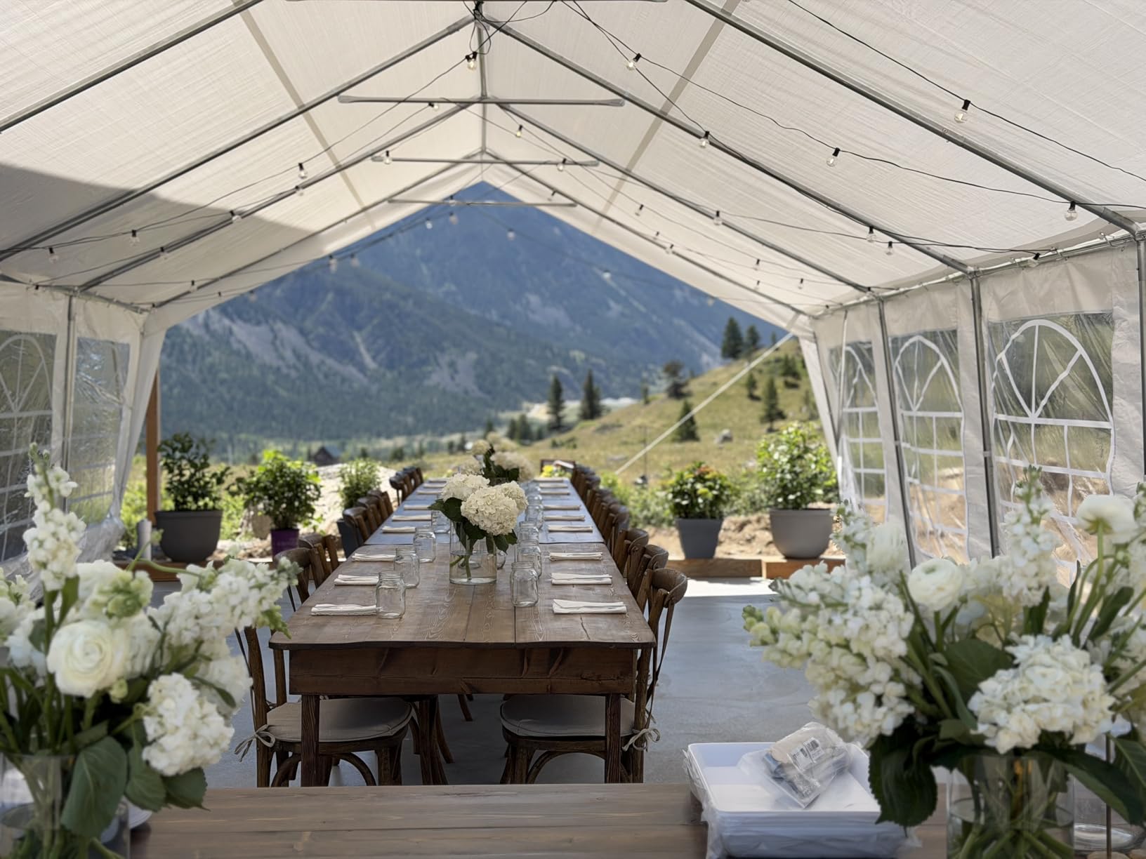 Party Tent 16x32 Canopy Heavy Duty, Waterproof Outdoor Event Tent with Removable Sidewalls & Roll-Up Door, Portable Carport for Wedding, BBQ, Camping, Birthday Party customer photo 2
