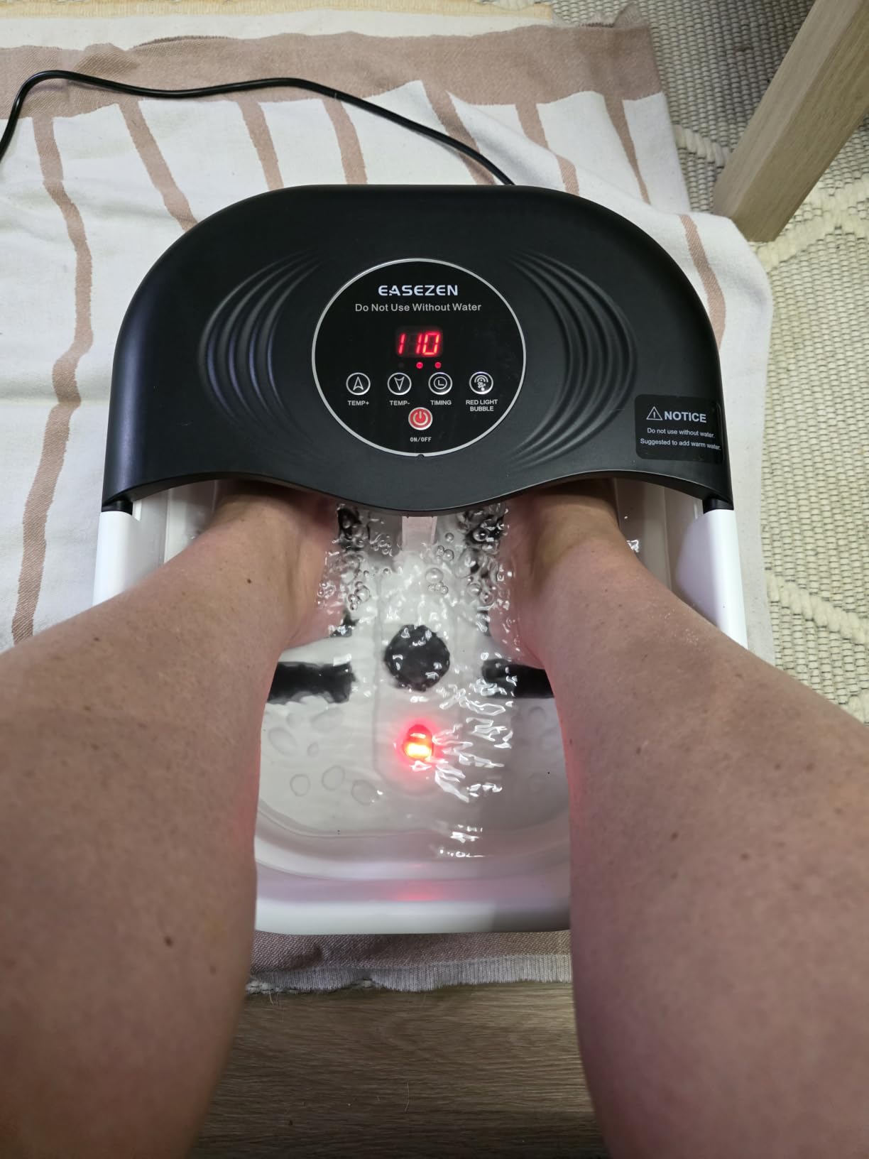 Collapsible Heated Foot Spa Bath with Bubble, Foot Soaking Tub Featuring 8 Shiatsu Rollers, Pumice Stone and Built-in Timer (Blue) customer photo 1