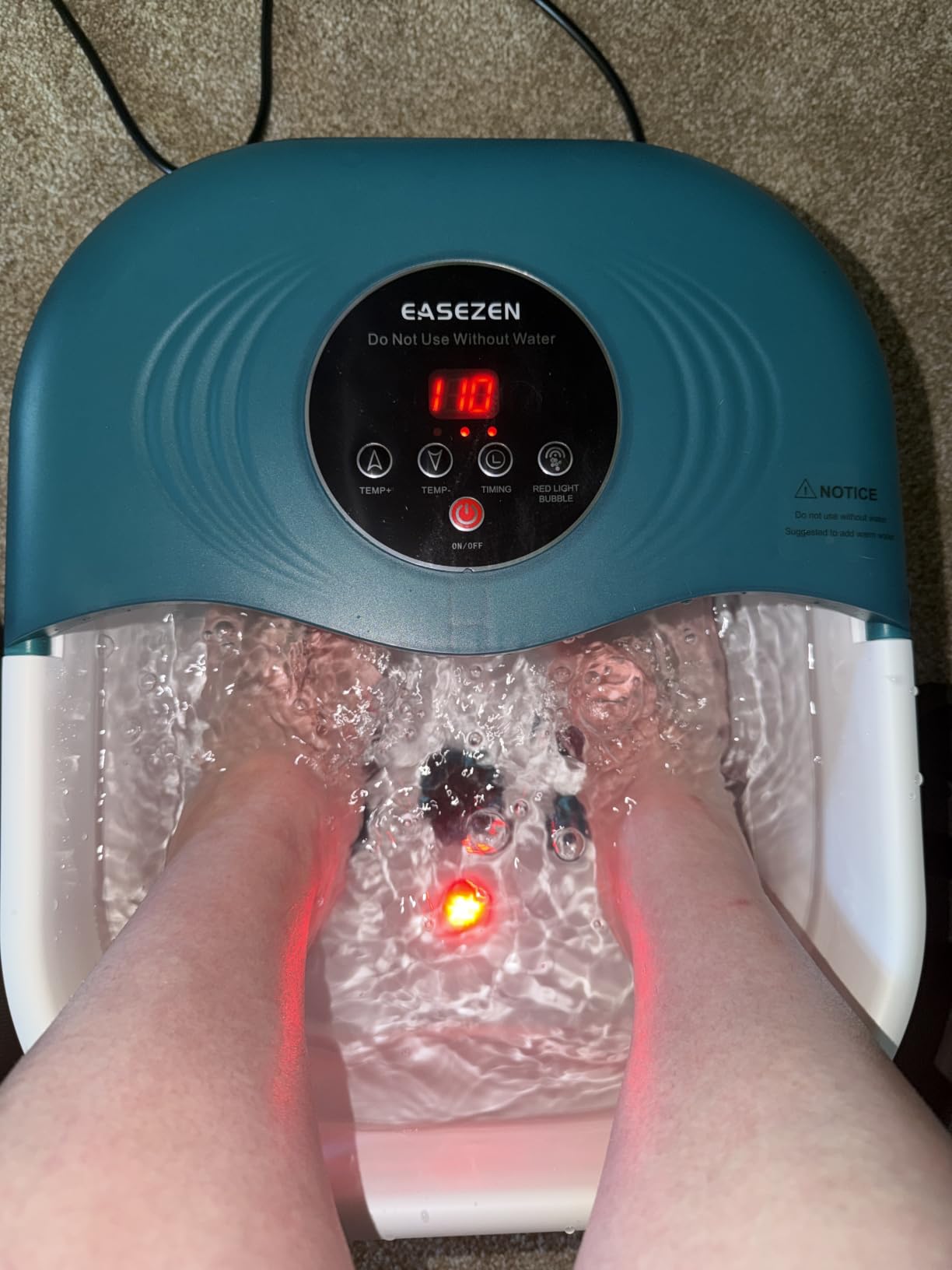 Collapsible Heated Foot Spa Bath with Bubble, Foot Soaking Tub Featuring 8 Shiatsu Rollers, Pumice Stone and Built-in Timer (Blue) customer photo 2