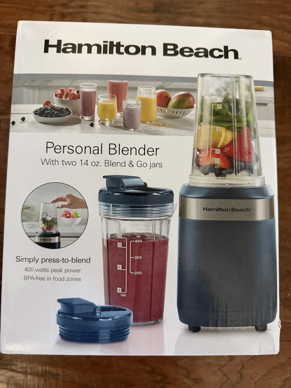 Hamilton Beach Portable Blender for Smoothies With 2 Blend & Go Jars | 2 14 oz. Personal Blender Jars and Lids | Powerful 400 Watt Motor | Stainless Steel Blades | Kitchen Makeover Blue | 51202J customer photo 2