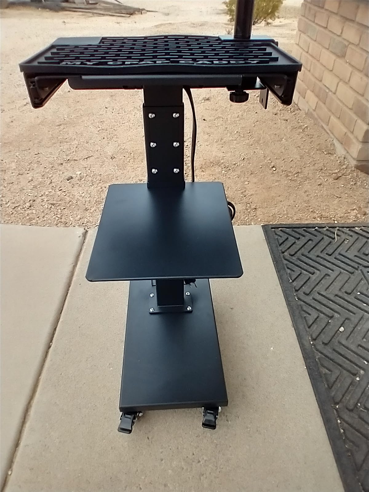 Height-Adjustable CPAP BiPAP Machine Stand with Locking Wheels, Hose Holder & Protection Mat - Prevents Rainout, Reduces Noise & Vibration - Compatible with Most CPAP & BiPAP Machines customer photo 2