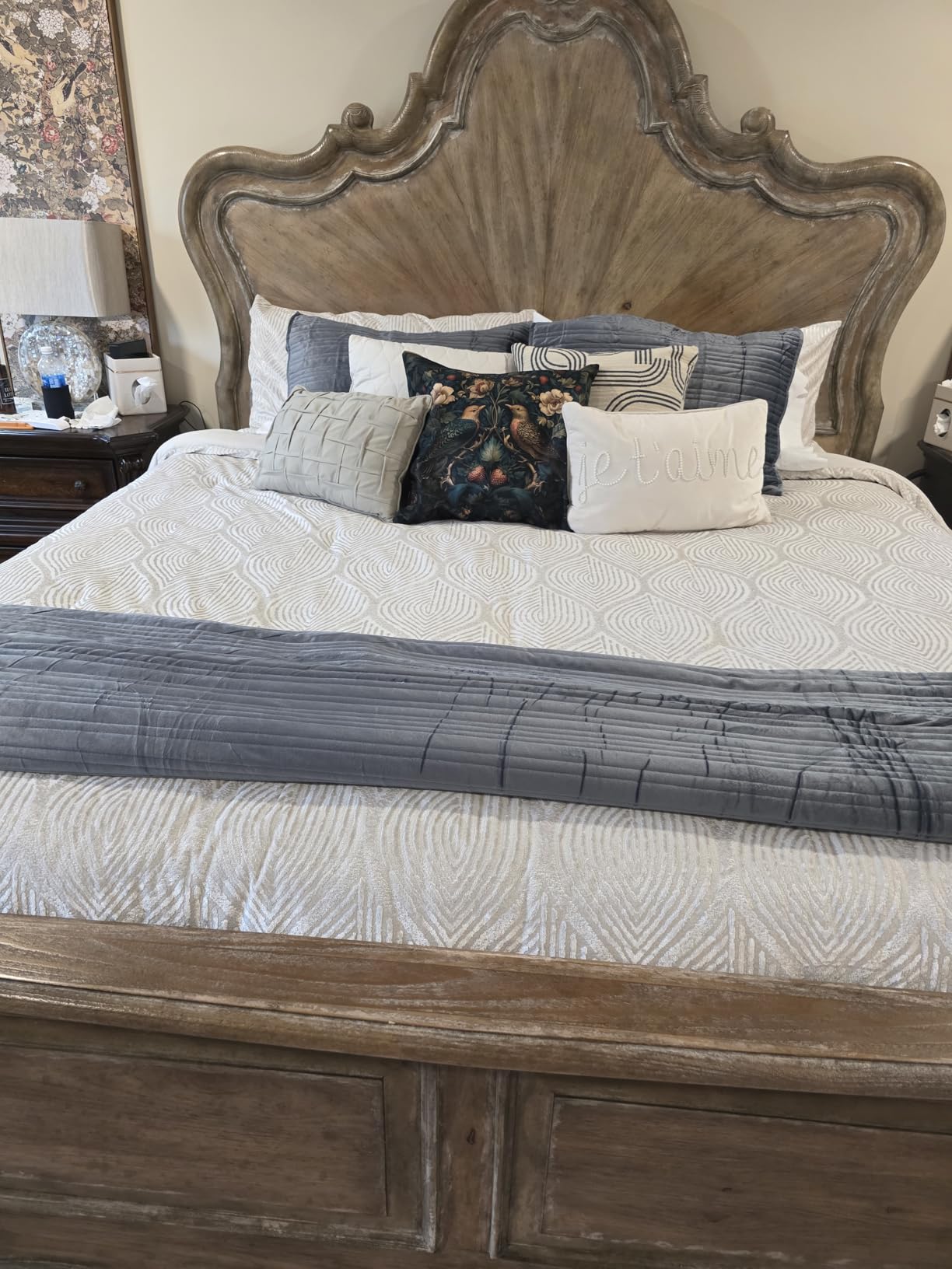 Madison Park Velvet Jacquard Champagne Queen Comforter Set, 7pc | Matching Bed Skirt, All Season Bedding Set, Lightweight, Machine Washable, Easy Care customer photo 1