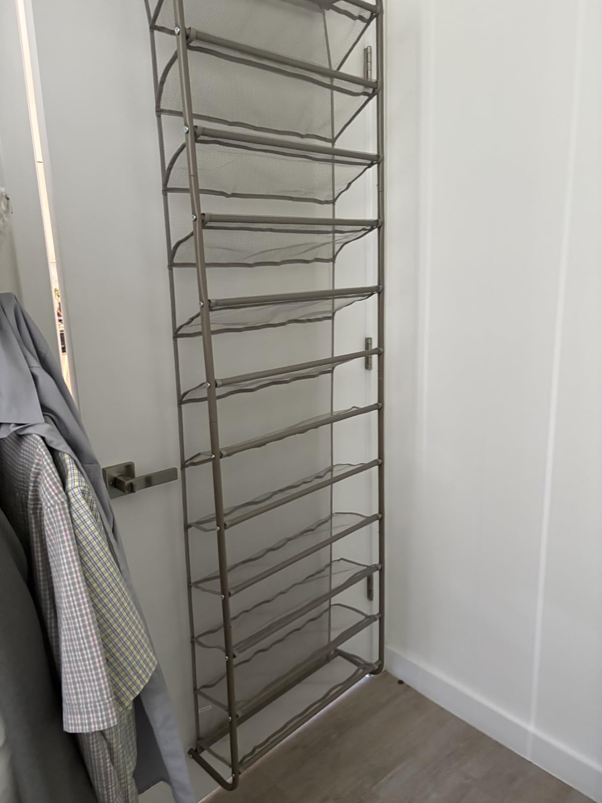 Whitmor 36 Pair Over The Door Shoe Organizer, 12 Tier Hanging Shoe Organizer, Heavy Duty Metal & Mesh Shoe Holder, Matt Gunmetal customer photo 2