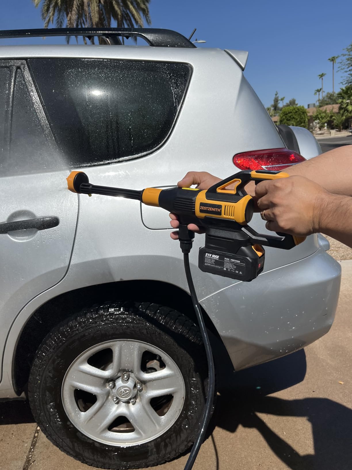 Cordless Pressure Washer Battery Powered, Handheld Cordless Power Washer | 1520 PSI, 3.4 GPM, 6-in-1 Nozzle, 21V Battery & Charger, Foam Pot, 23FT Hose, Car Washer for Home Garden Patio Driveway customer photo 1