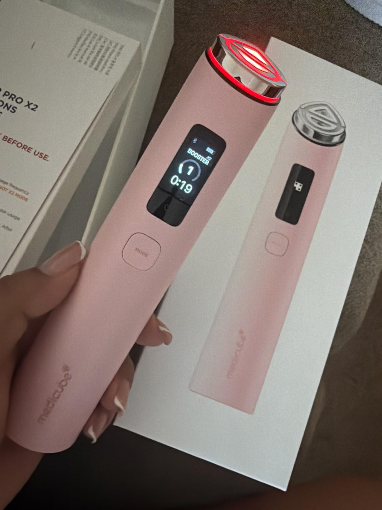 medicube Booster Pro X2 | 7-in-1 Glow Beauty Device | 2X Care for Glow, Pores, Skin Definition & Radiance | Customized Dual & Sheet Mask Boost Modes | Korean Skincare Device | Pink customer photo 2