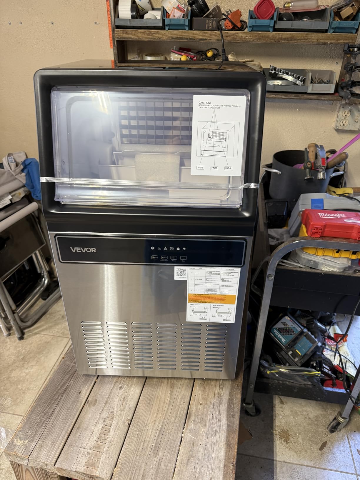 VEVOR Commercial Ice Maker Machine, 120 lbs/24H Ice Production, 33 lbs Storage Bin, 45 Cubes per Cycle, Stainless Steel Under Counter & Freestanding Ice Maker with LED Display customer photo 2