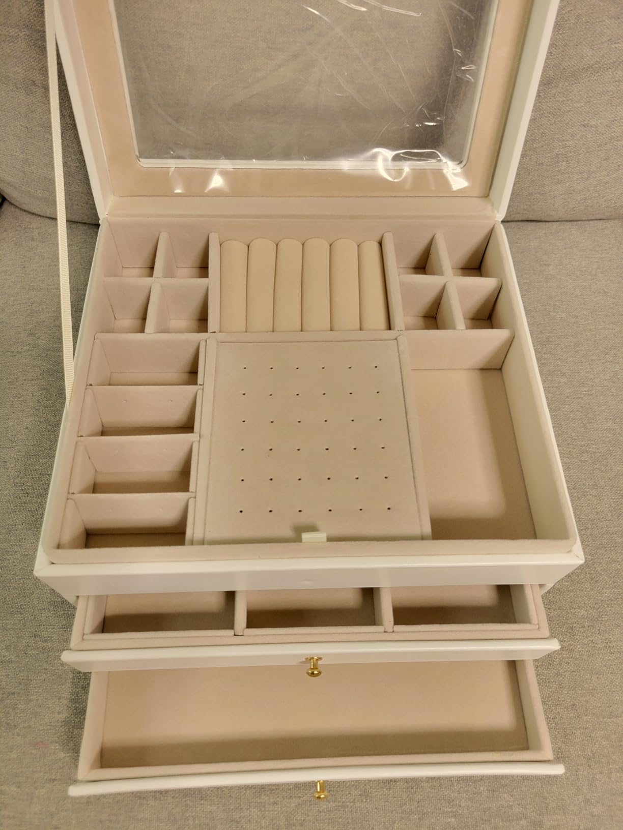 GeeBom Jewelry Box, 3-Layer jewelry organizers and storage, Cloud White | Jewelry Boxes For Women - Velvet Lining, Tangle-Free Storage - Watch, Bracelet, Ring, Earring Holders - Elegant Gift Case customer photo 1