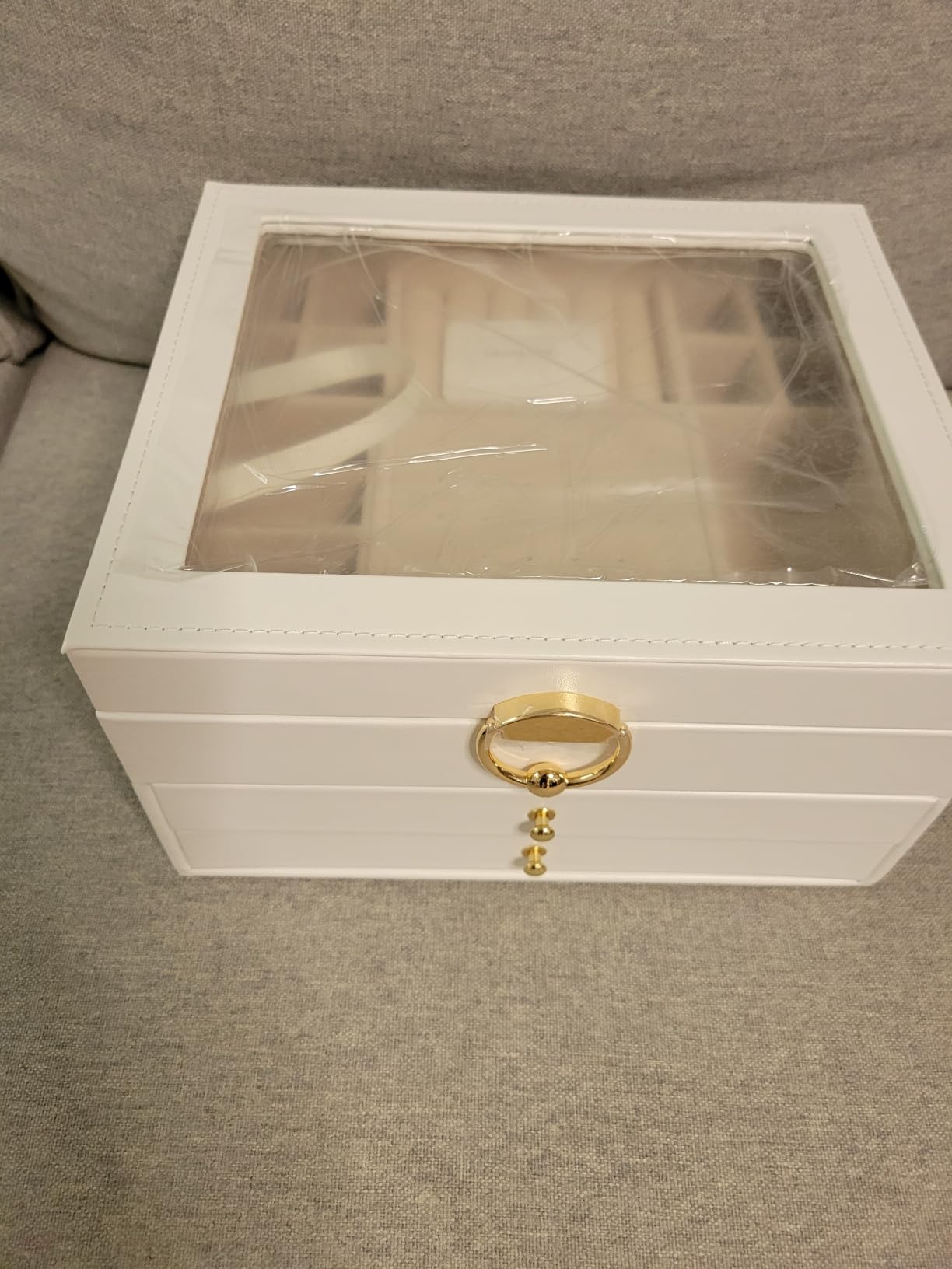 GeeBom Jewelry Box, 3-Layer jewelry organizers and storage, Cloud White | Jewelry Boxes For Women - Velvet Lining, Tangle-Free Storage - Watch, Bracelet, Ring, Earring Holders - Elegant Gift Case customer photo 2