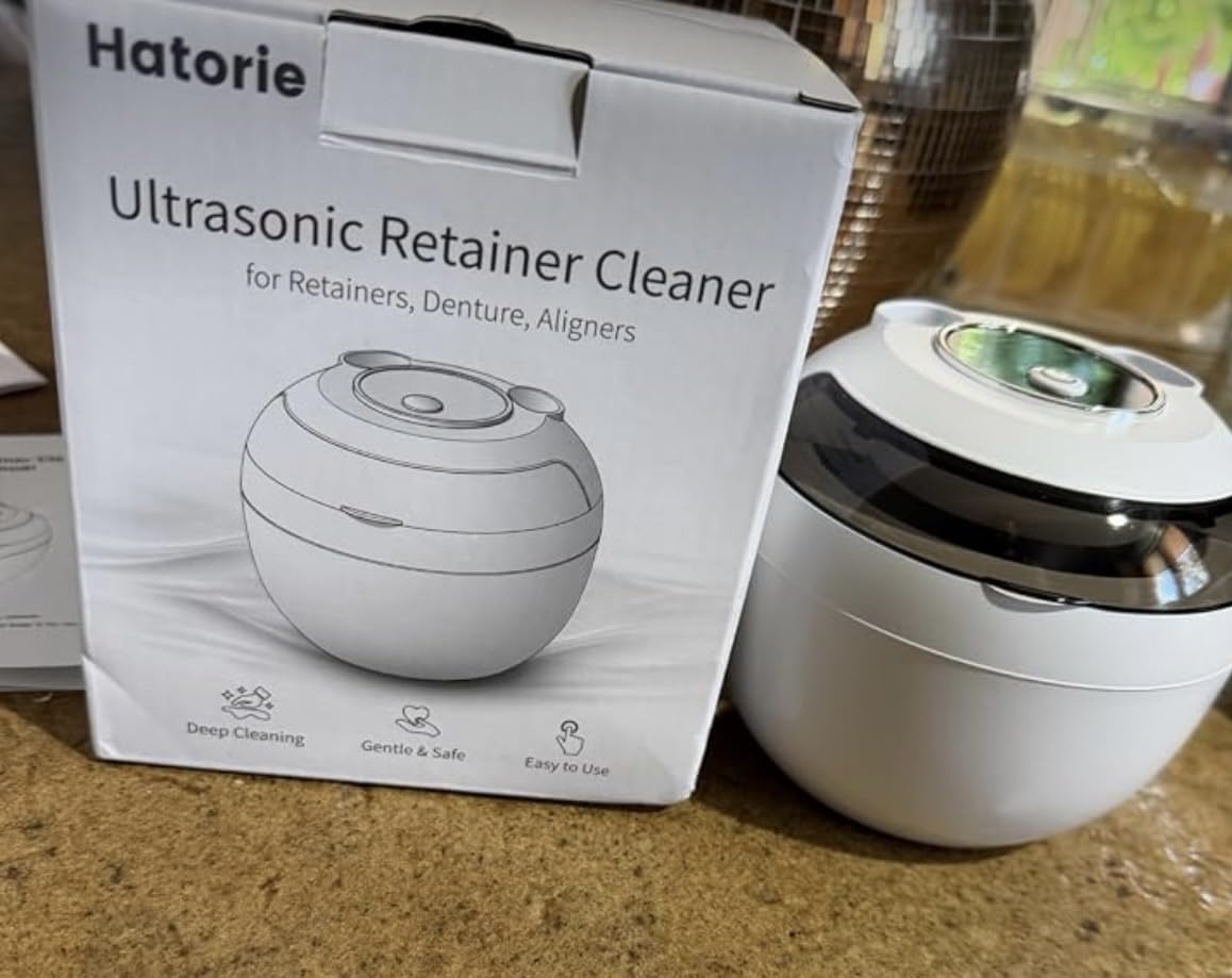 Ultrasonic Retainer Cleaner Machine, 45kHz Deep Gentle Dental Cleaning Pod with 304 Stainless Steel Tank, 4 Cleaning Modes for Aligners, Dentures, Mouth Guards, Night Guards, Toothbrush Heads customer photo 1