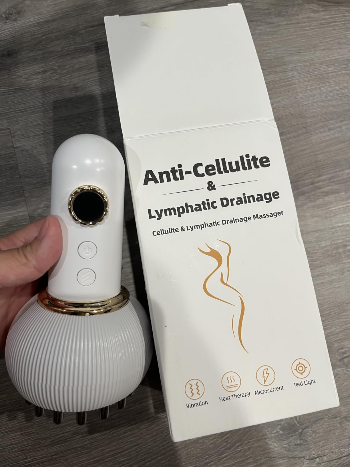 Lymphatic Drainage Massager & Cellulite Massage Tool, Helps Reduce Stretch Marks & Cellulite, for Legs, Arms & Belly, Body Sculpting Machine with Microcurrent, Light, Heat & Vibration customer photo 2