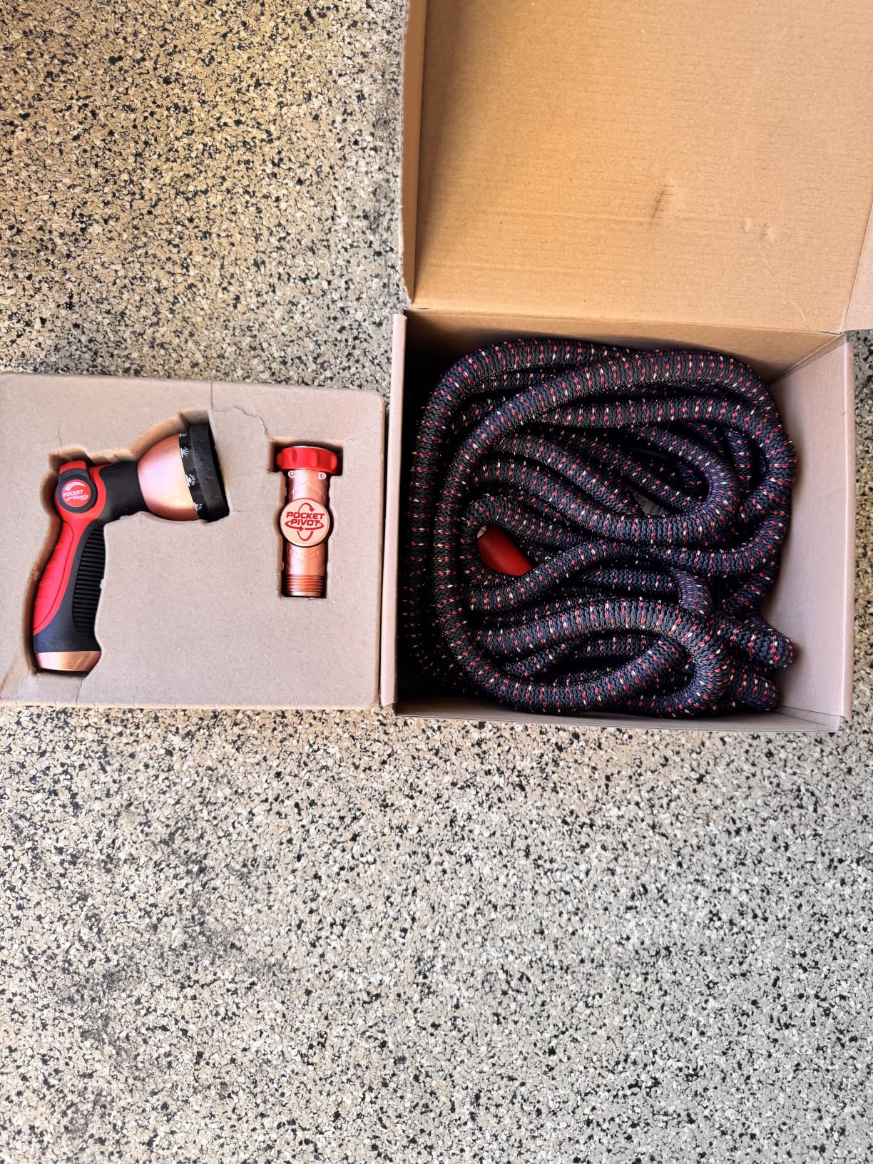 Pocket Hose Ballistic 50 FT Expandable Garden Hose, No-Kink, As Seen on TV | Anti-burst sleeve reinforced with bulletproof fiber, 360° swiveling pocket pivot connector, lightweight compact design customer photo 2