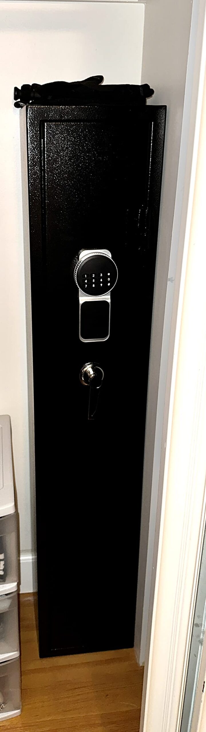 3-5 Long Gun Safe, Anti-Pry Cabinet for Scoped Rifles & Shotguns | Heavy-duty anti-pry construction, digital keypad, backup battery box, pre-drilled mounts, great for garage & hunting customer photo 2