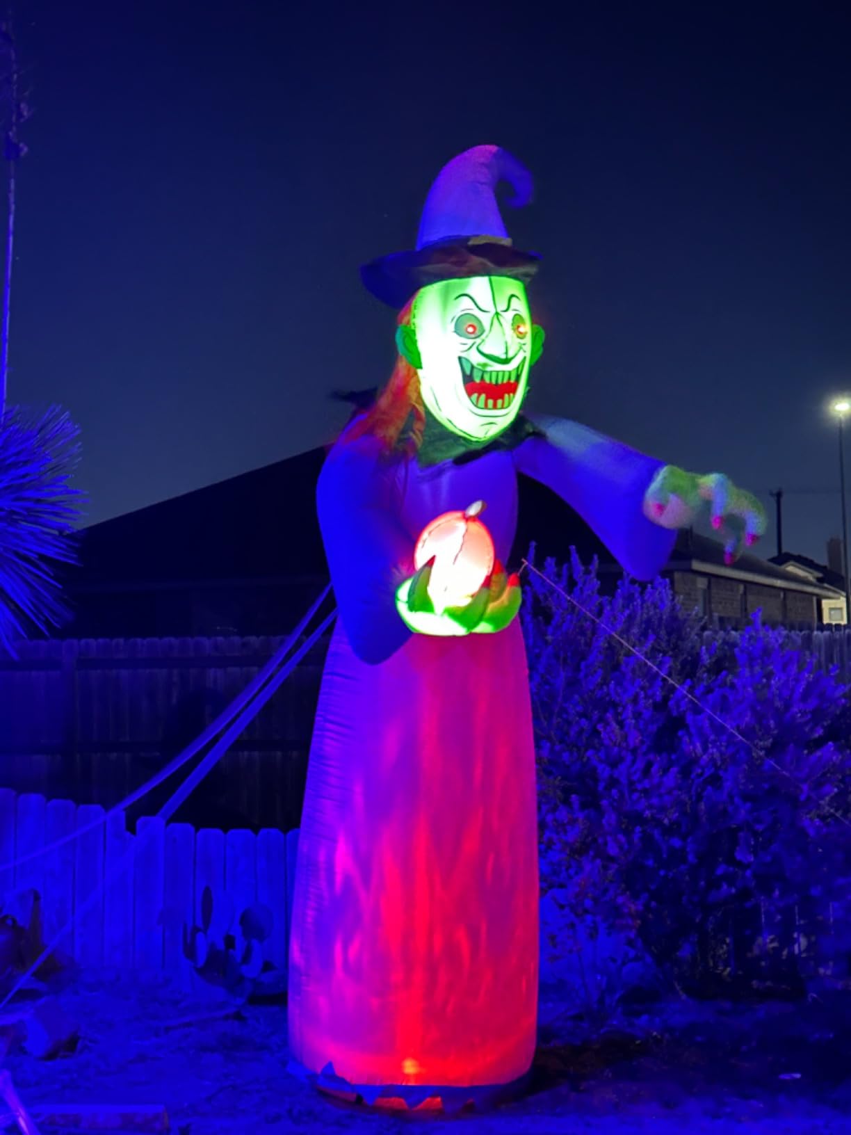 12 FT Halloween Inflatables Outdoor Decorations, Giant Skeleton Wizard Blow up with Broom & Pumpkin, Built-in LED Lights for Yard, Lawn, Garden, Party Decor customer photo 1