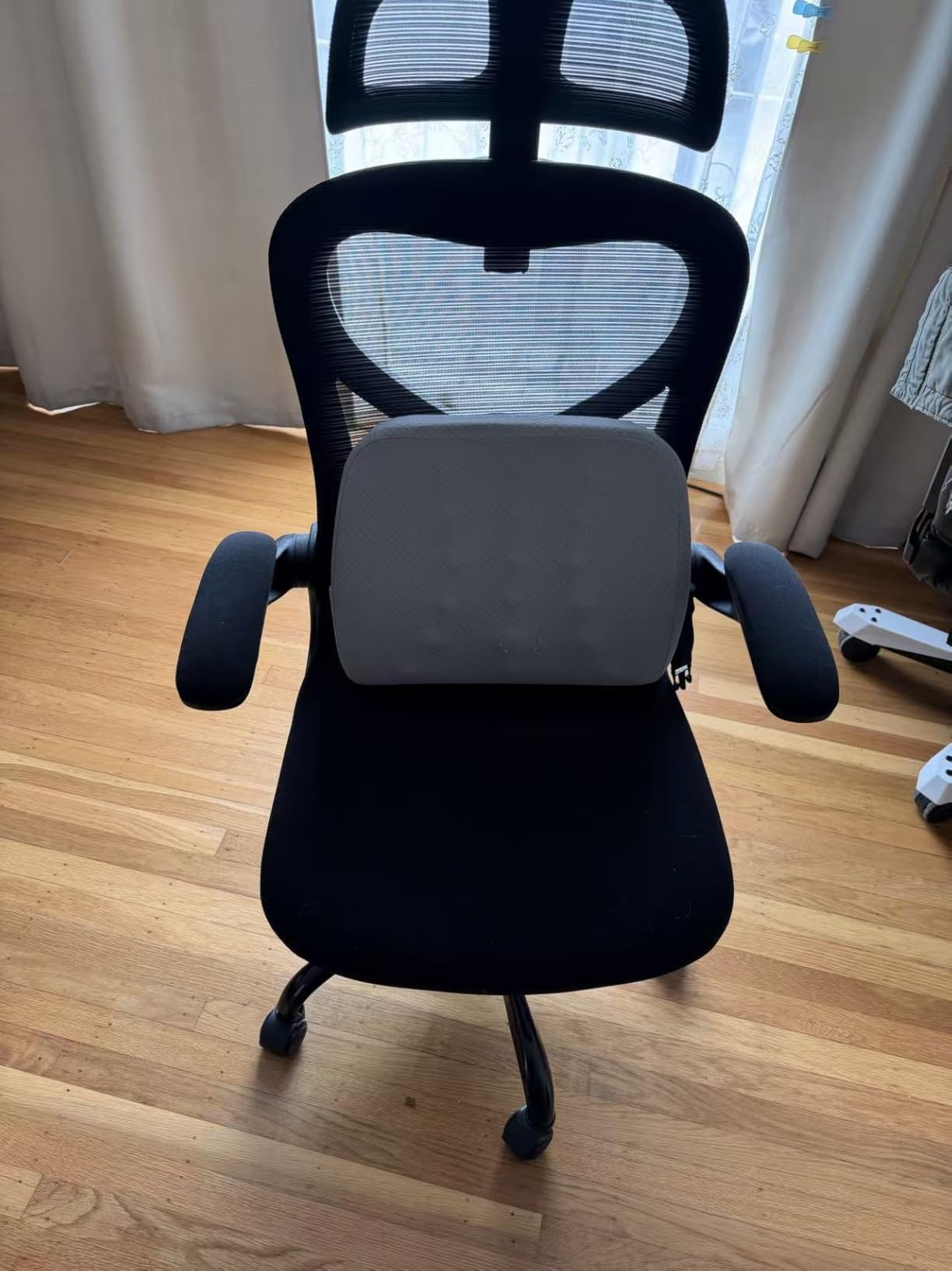Home Office Desk Chairs, Ergonomic Office Chair with Lumbar Support & 3D Headrest, Computer Desk Chair with Flip-up Armrests, Perfect for Office or Study, Black/Silver customer photo 1