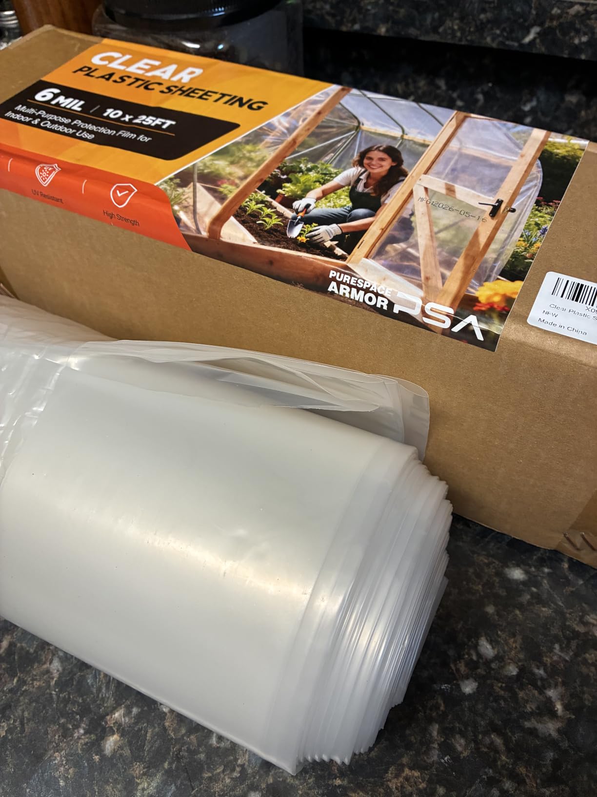 6 Mil Black Plastic Sheeting (10' x 25') - Heavy Duty, UV Resistant Polyethylene Sheeting Roll for Greenhouse, Vapor Barrier, Construction, Garden & Ground Cover, Black customer photo 1