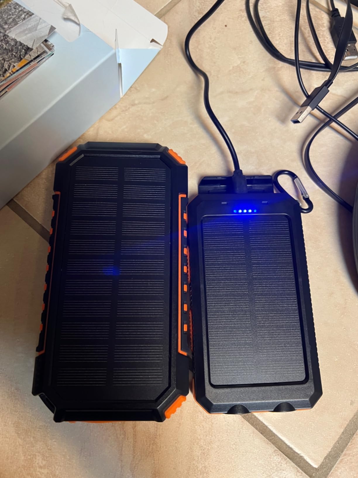 Durecopow Solar Charger Power Bank 20,000mAh, Portable Charger, 4 Cables 3 Ports Fast Charging External Battery Pack with USB C for Cell Phones, Solar Panel Charger with Dual Flashlight for Camping customer photo 2