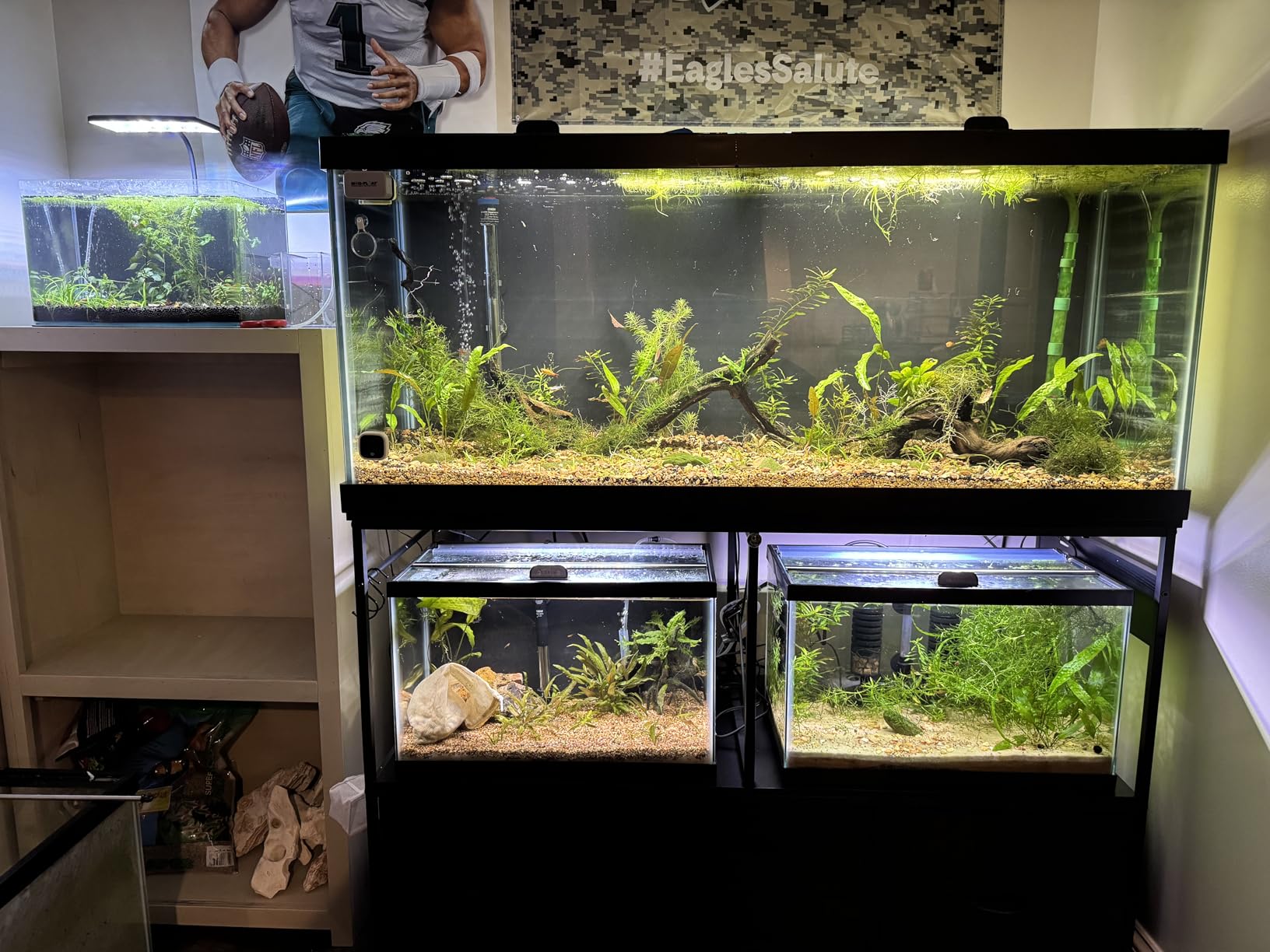 Heybly 20-29-37 Gallon Fish Tank Stand with Power Outlets & Storage HAS011SR | Aquarium Stand with Drawers & Hooks, Metal Frame, 31.5