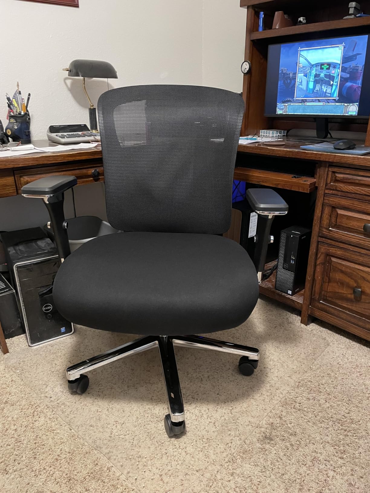 DUMOS Big and Tall Office Desk Chair, 500lbs Heavy Duty Mesh Chair | Ergonomic 4D Armrest, Comfortable Lumbar Support, Wide Seat, 360° Swivel Rolling Wheels, Adult, Black customer photo 2