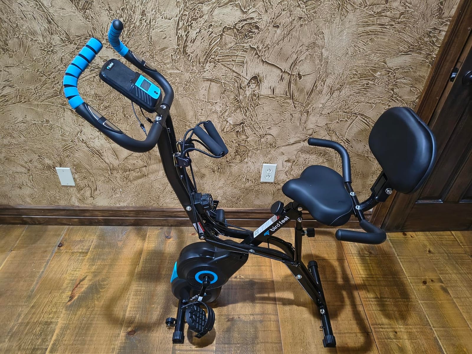 Foldable Exercise Bike, 8-Level Magnetic Stationary Bike for Home Gym | Quiet indoor workout bike with arm resistance bands, LCD monitor, and 300 lbs capacity for full-body cardio training customer photo 2
