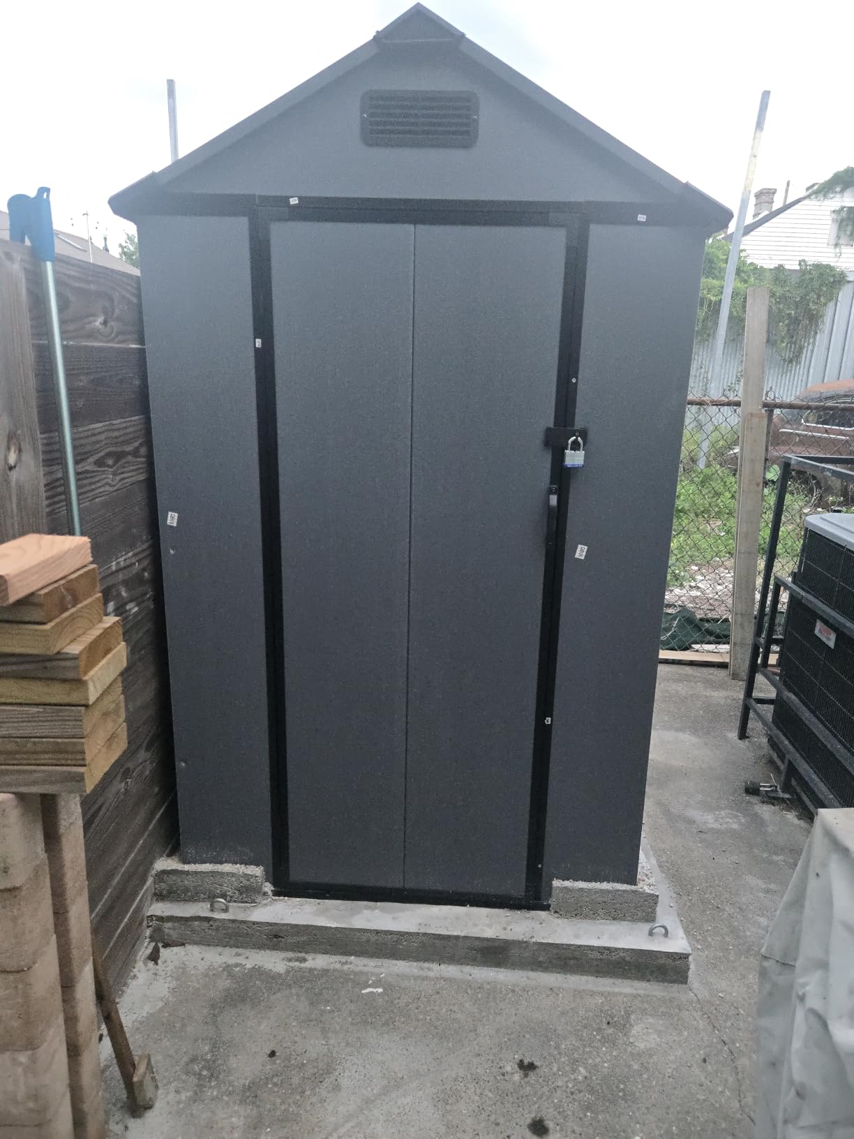 Aoxun 4x6 FT All-Weather Resin Storage Shed, Dark Gray | Outdoor Plastic Tool Shed with Reinforced Floor, Lockable Door, Window & Vent for Garden Patio Backyard, Stores Bike customer photo 1