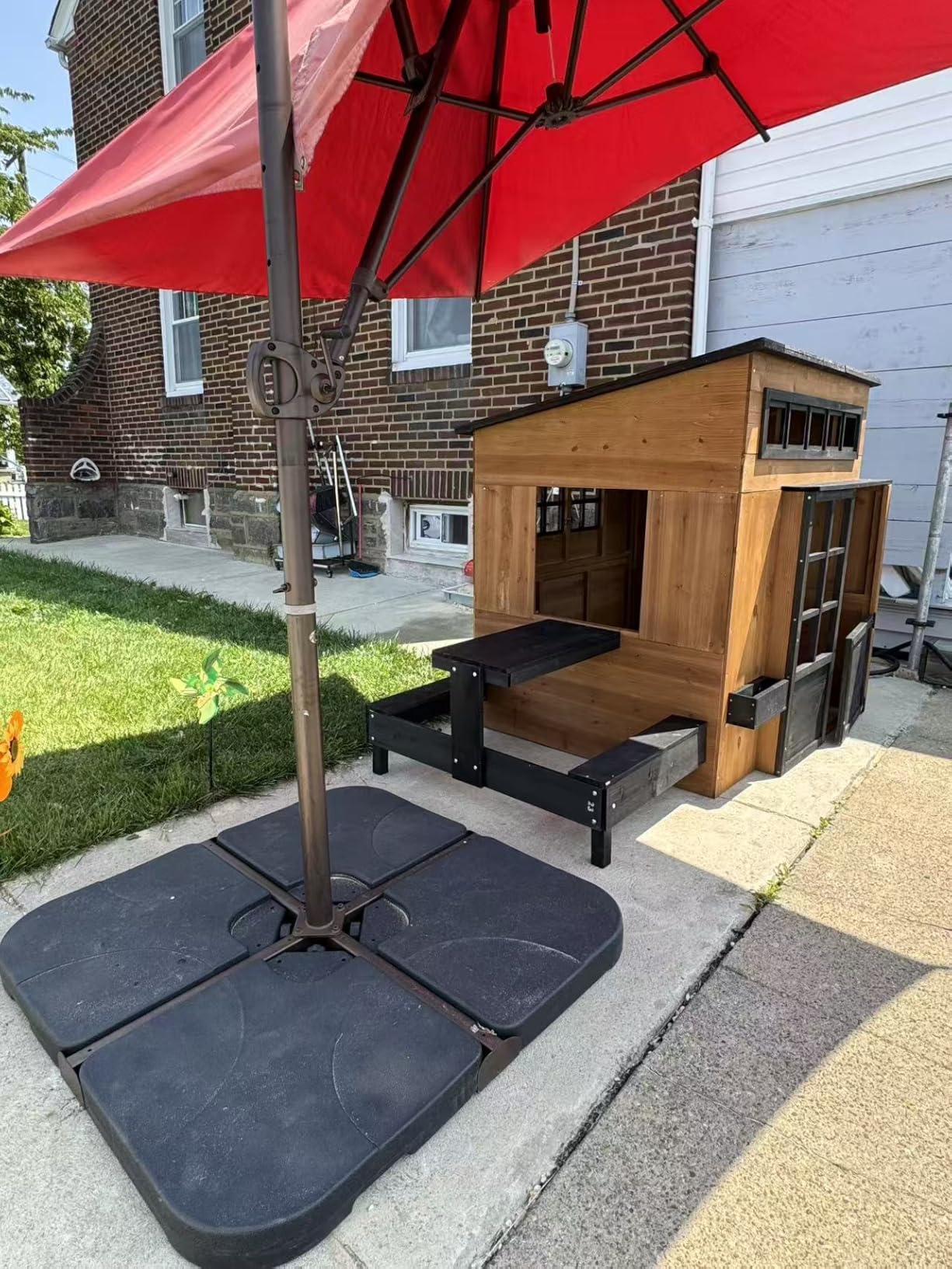 Aoxun Kids Outdoor Playhouse Backyard Cottage Play House for Kids Ages 3-8 | Wood Playset with Play Kitchen, Doorbell, Snack Bar, Pet Door, Blackboards, Flowerpots, Cottage Pretend Playground for Toddler customer photo 1