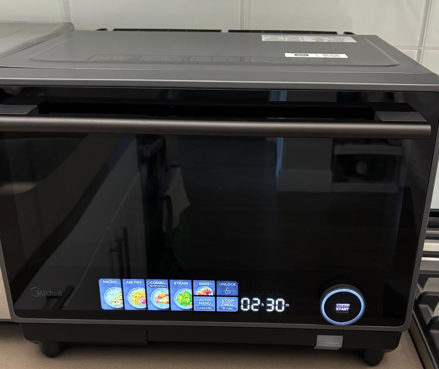 Midea 4-in-1 Inverter Microwave Oven, 0.9 Cu Ft Countertop Microwave with Air Fryer, Steamer & Convection Oven, 32 Auto Menus, 23L Smart Toaster Oven with Color Touchscreen, Stainless Steel customer photo 1